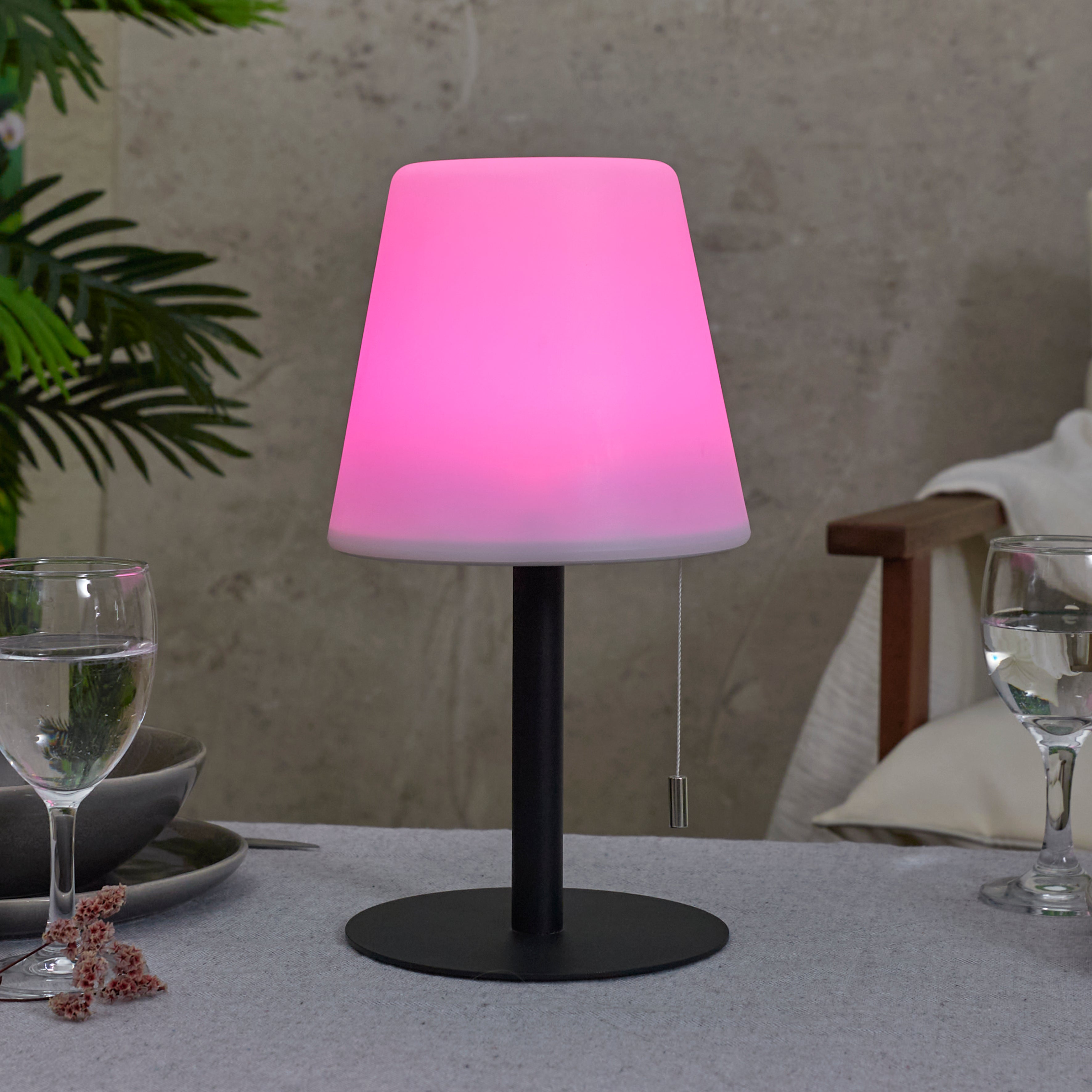 LAMPE DE TABLE RECHARGEABLE IP44 GRIS H30CM