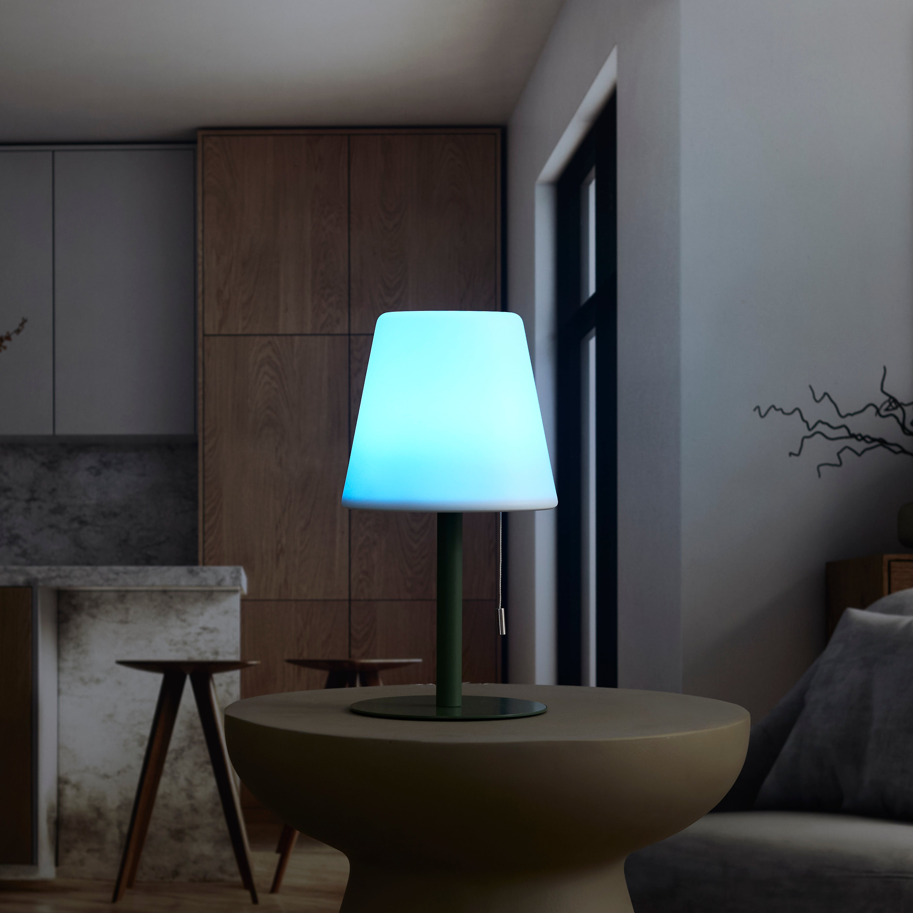 LAMPE DE TABLE RECHARGEABLE USB IP44 VERT H30CM