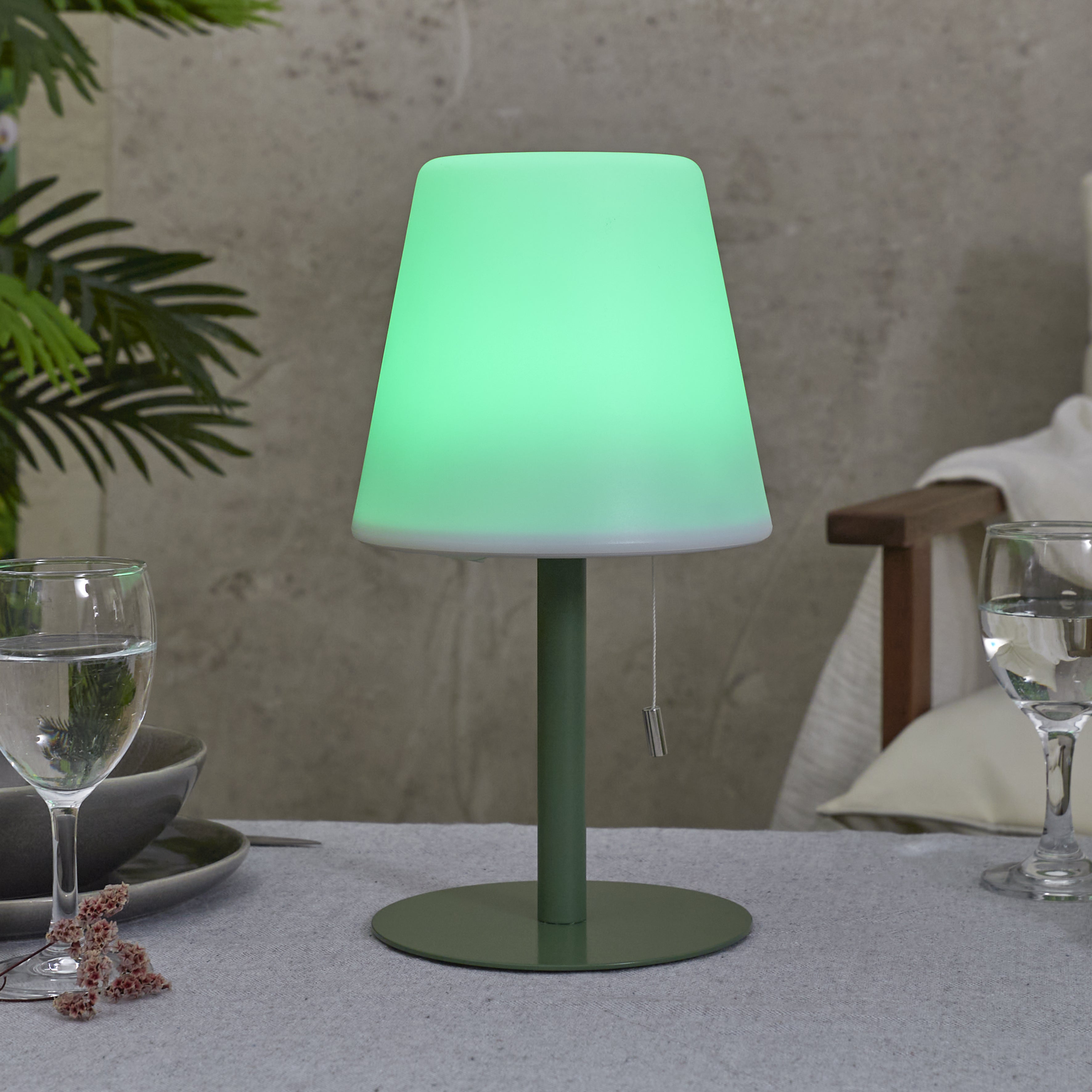 LAMPE DE TABLE RECHARGEABLE USB IP44 VERT H30CM