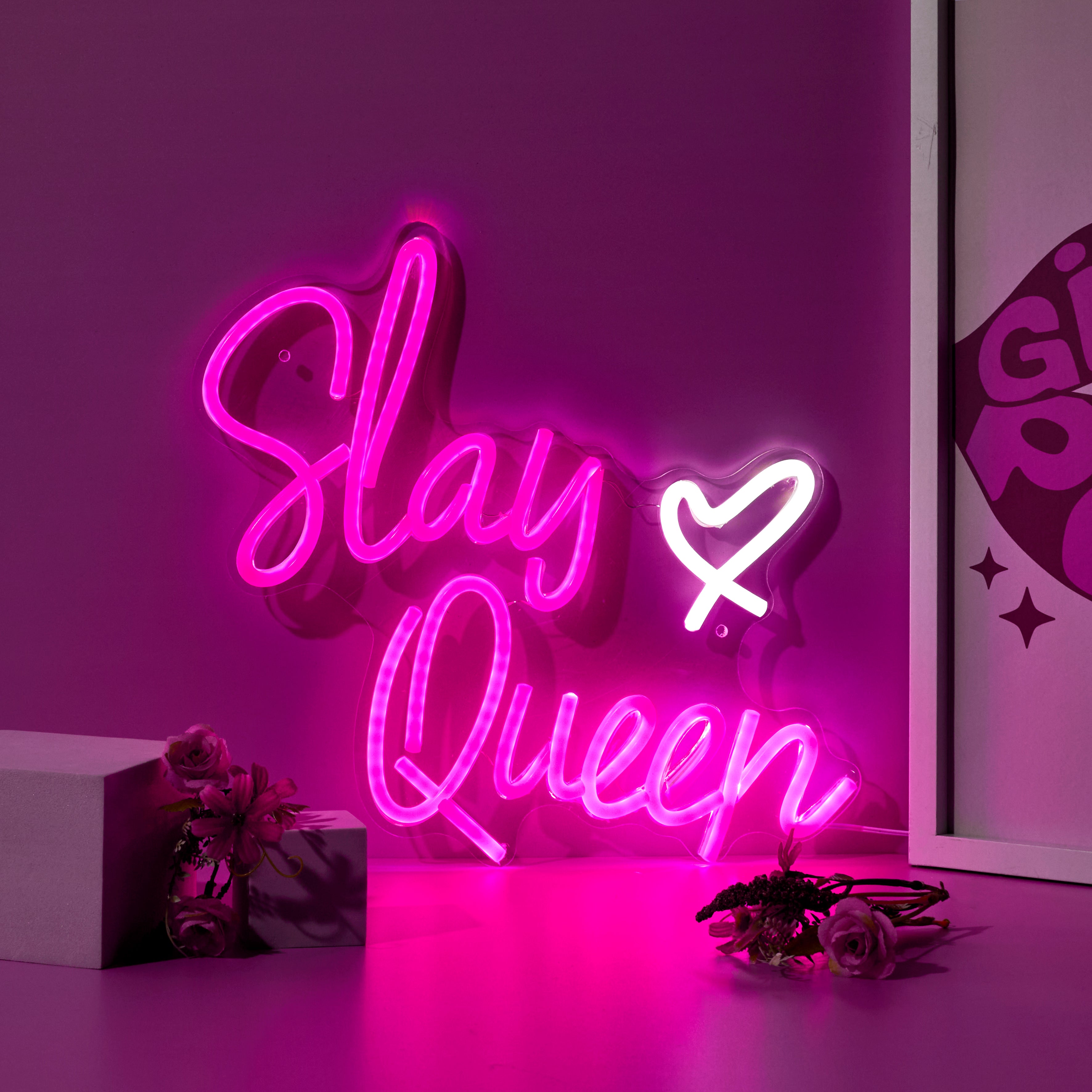 LAMPE LED EFFET NEON SLAY QUEEN USB CO GRL PWR