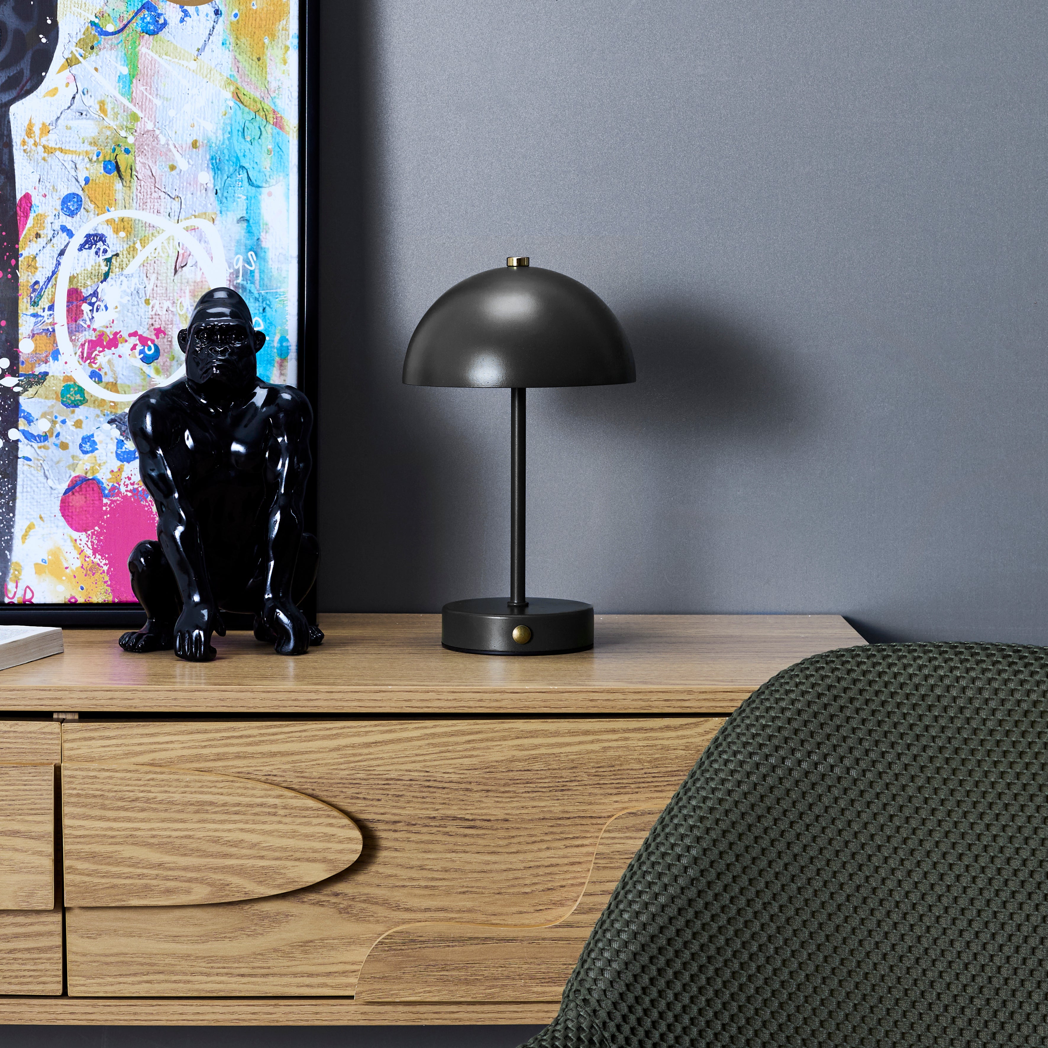 LAMPE DE TABLE LUCIA RECHARGEABLE NOIRE H26CM