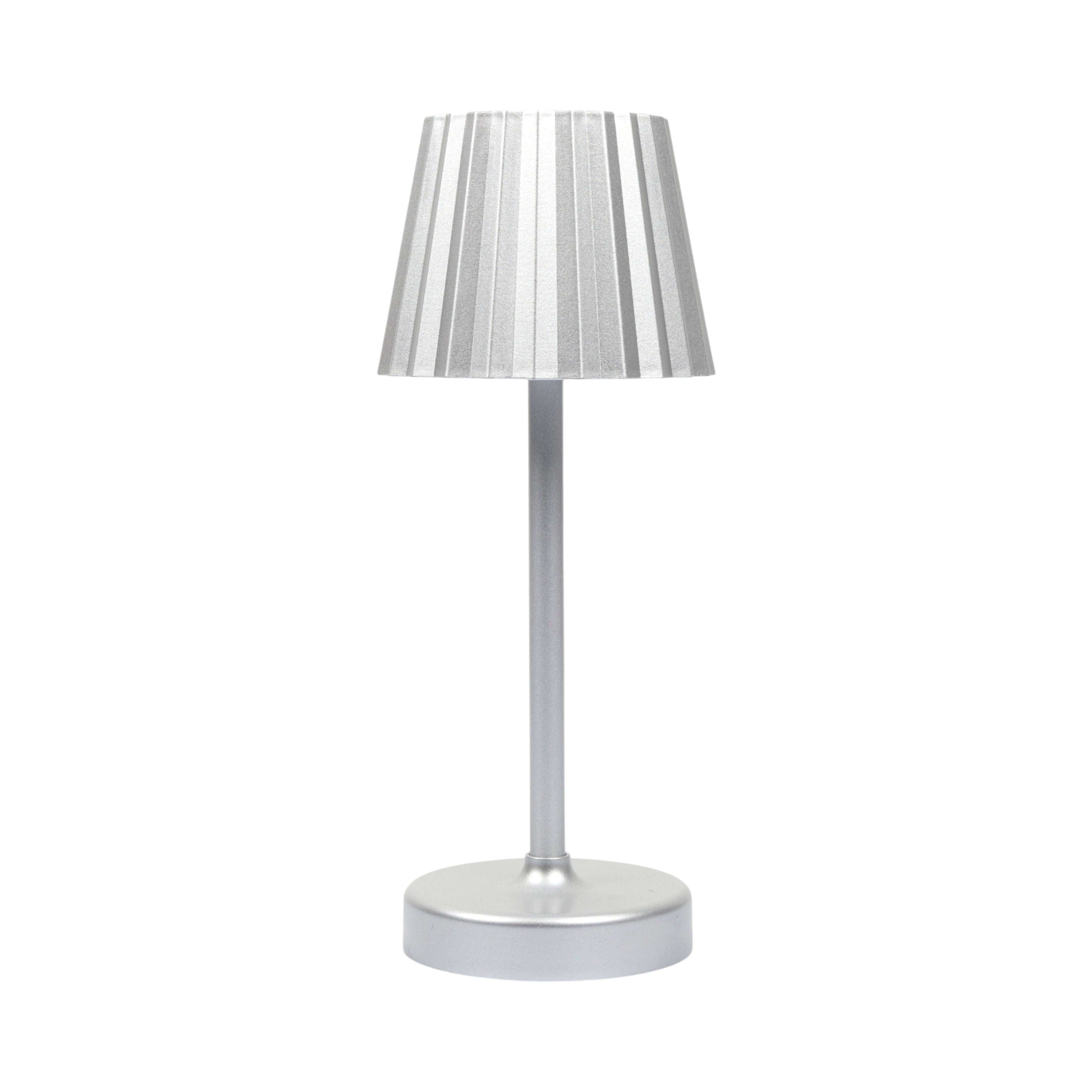 LAMPE DE TABLE TACTILE A PILES ARGENT H26CM