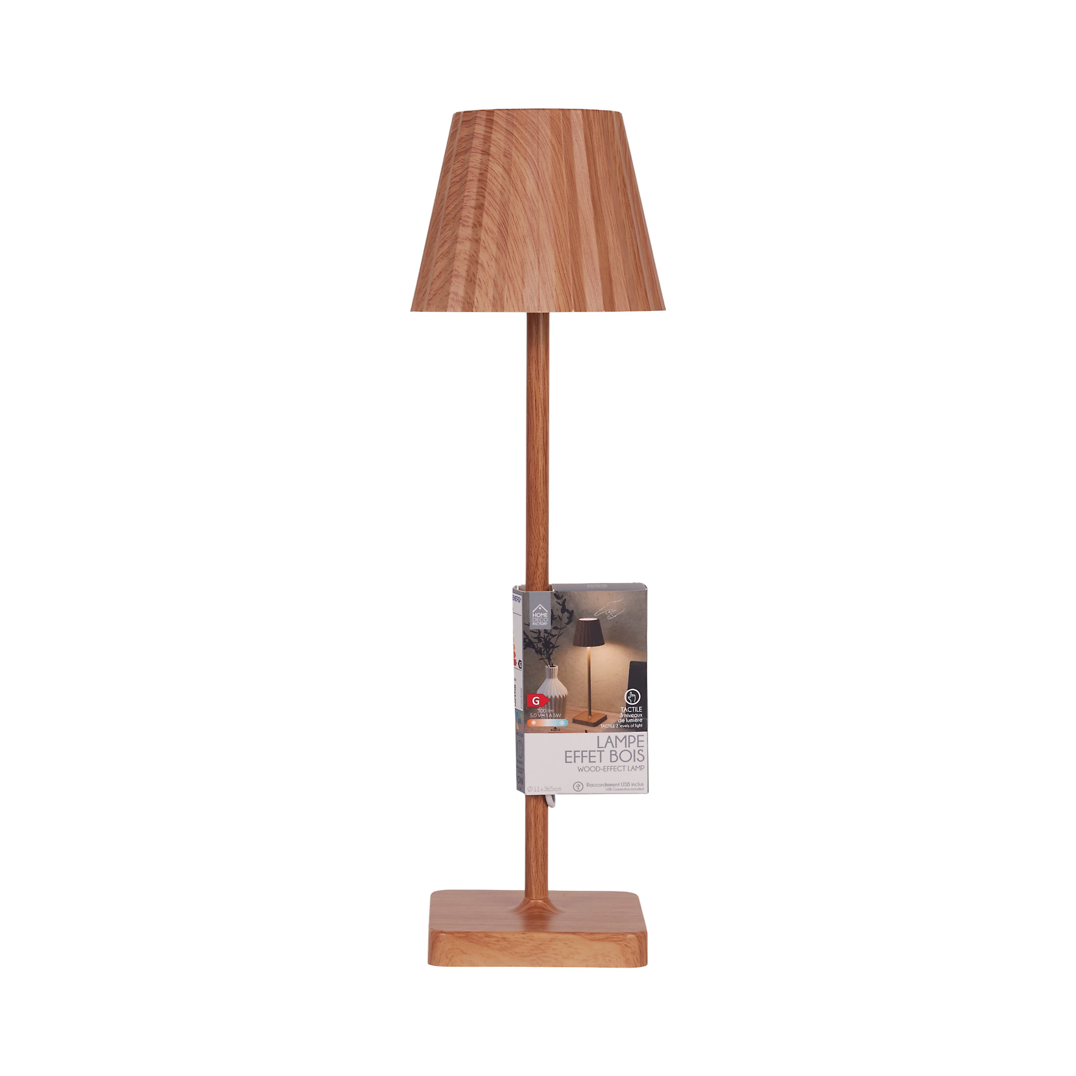 LAMPE DE TABLE RECHARGEABLE USB BOIS CLAIR