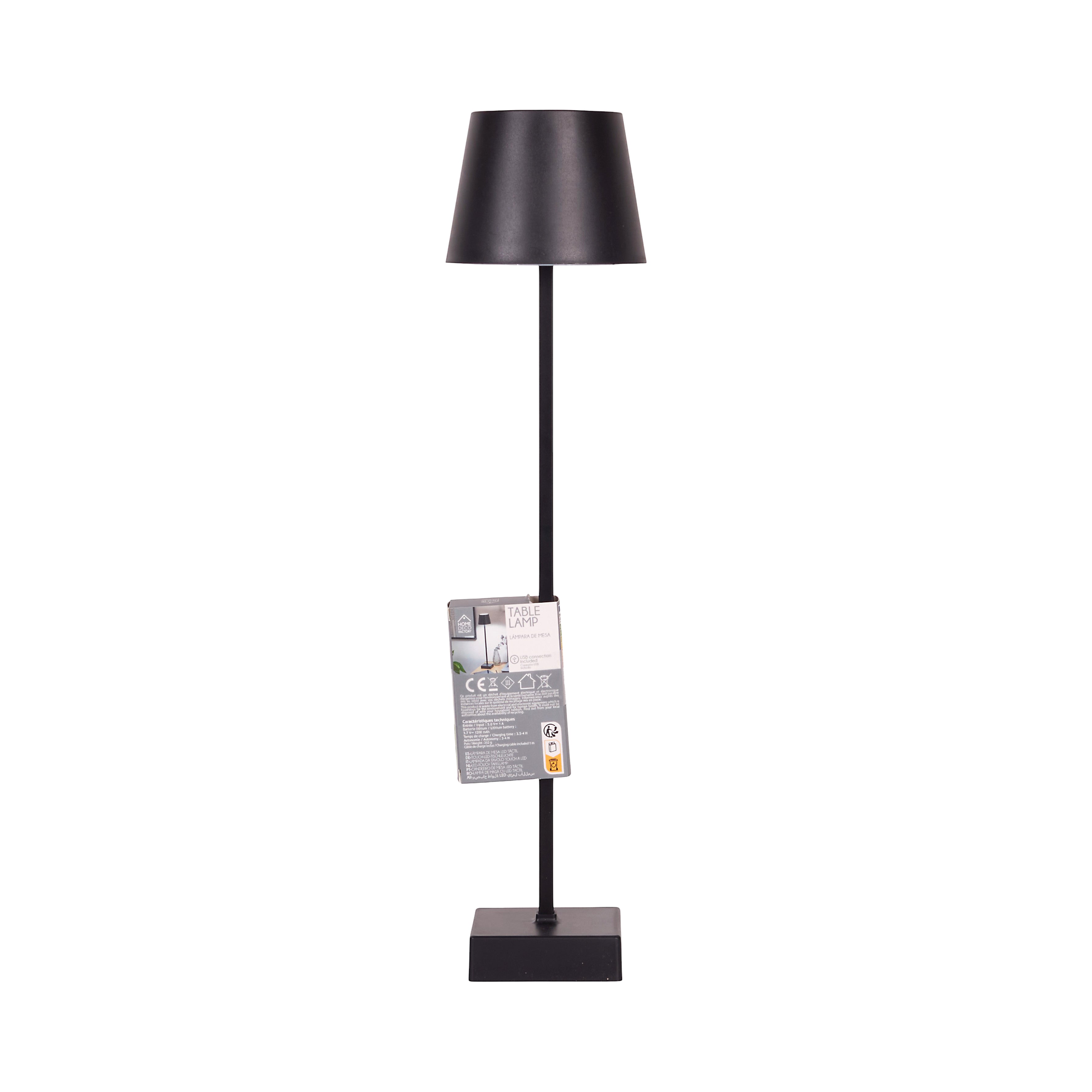LAMPE DE TABLE NOIR H45CM RECHARGEABLE USB