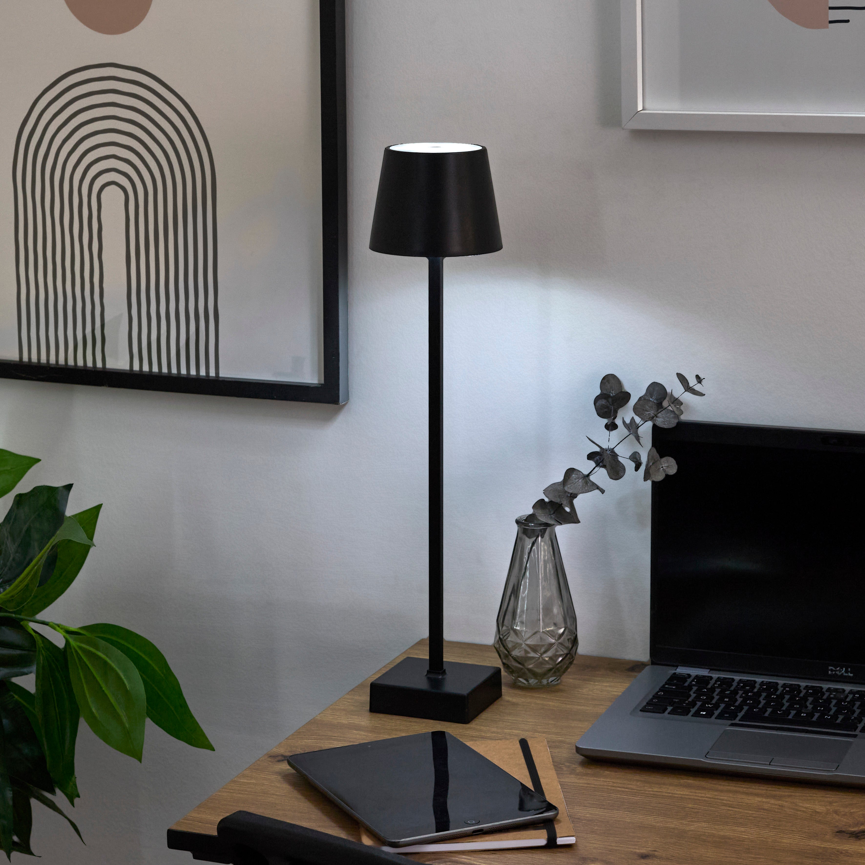LAMPE DE TABLE NOIR H45CM RECHARGEABLE USB