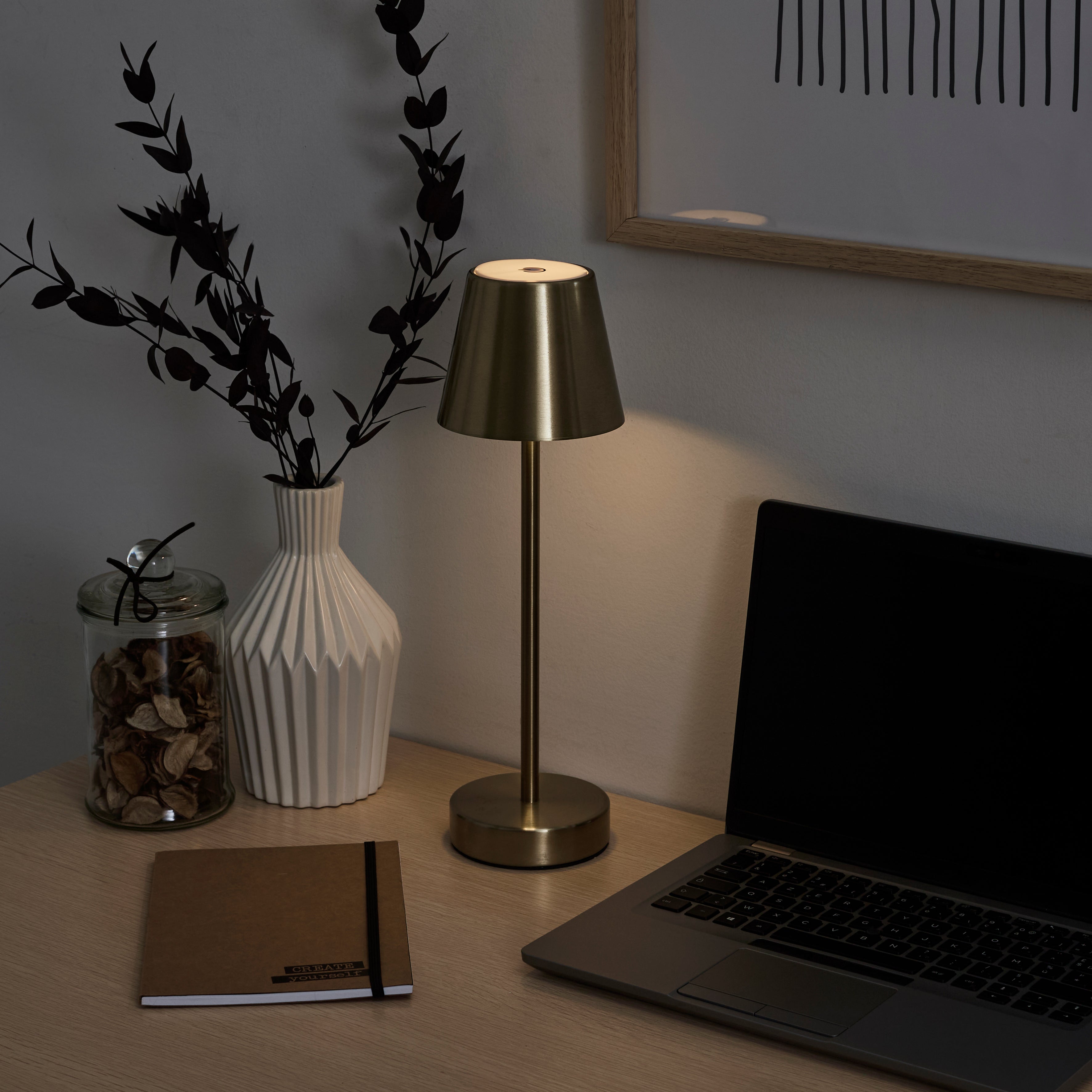 LAMPE DE TABLE RECHARGEABLE USB OR H36CM
