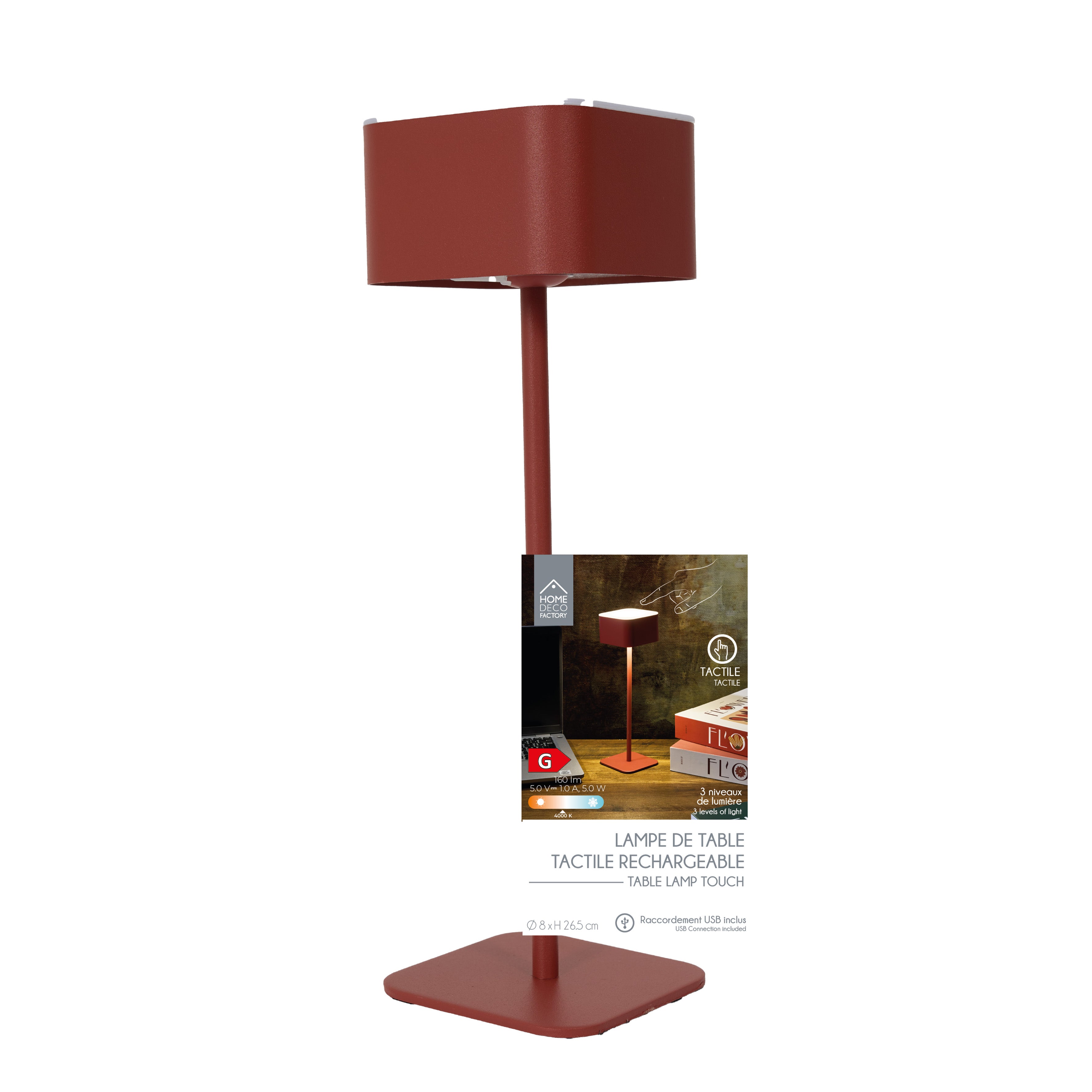 LAMPE DE TABLE TACTILE RECHARGEABLE TERRA