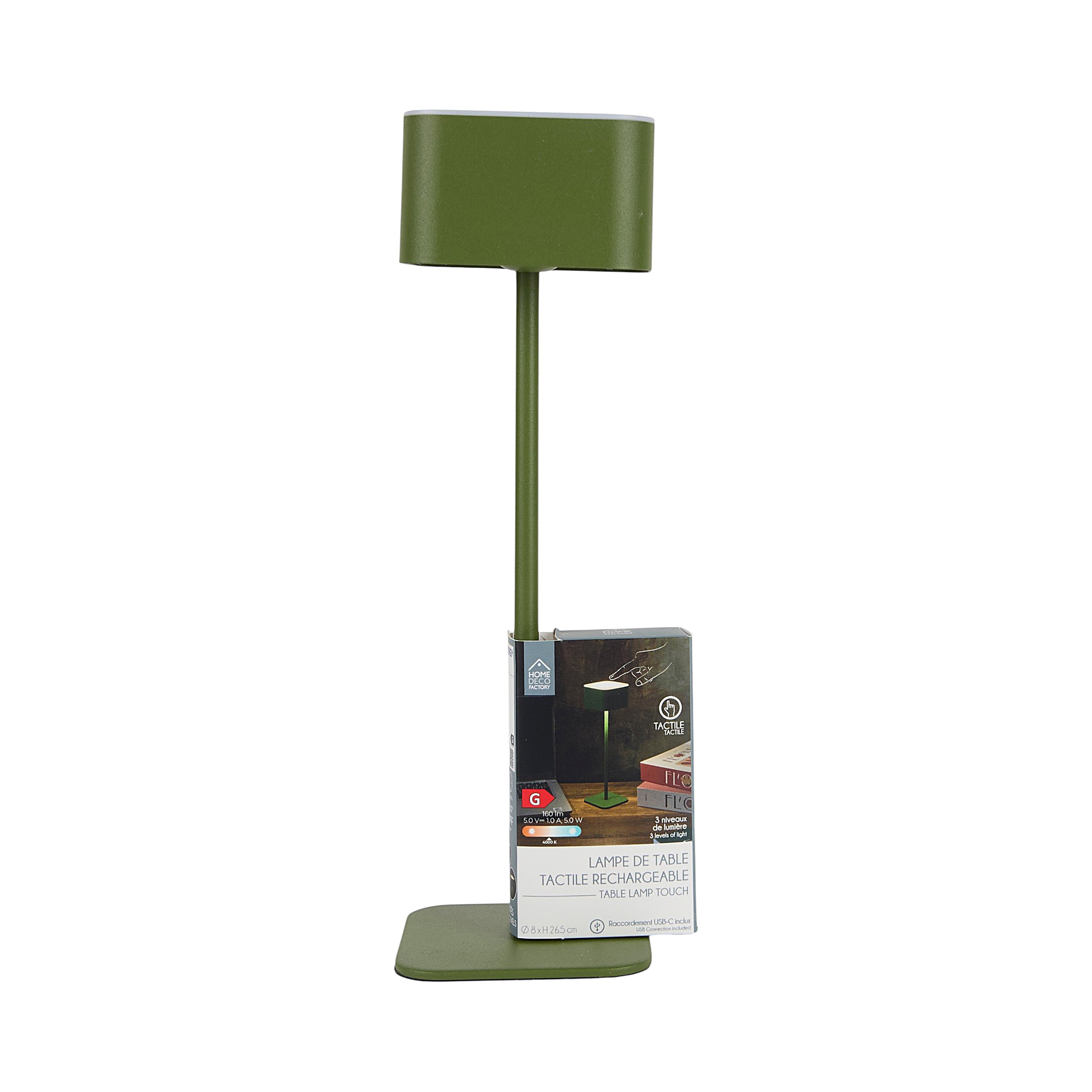 LAMPE DE TABLE TACTILE RECHARGEABLE VERT
