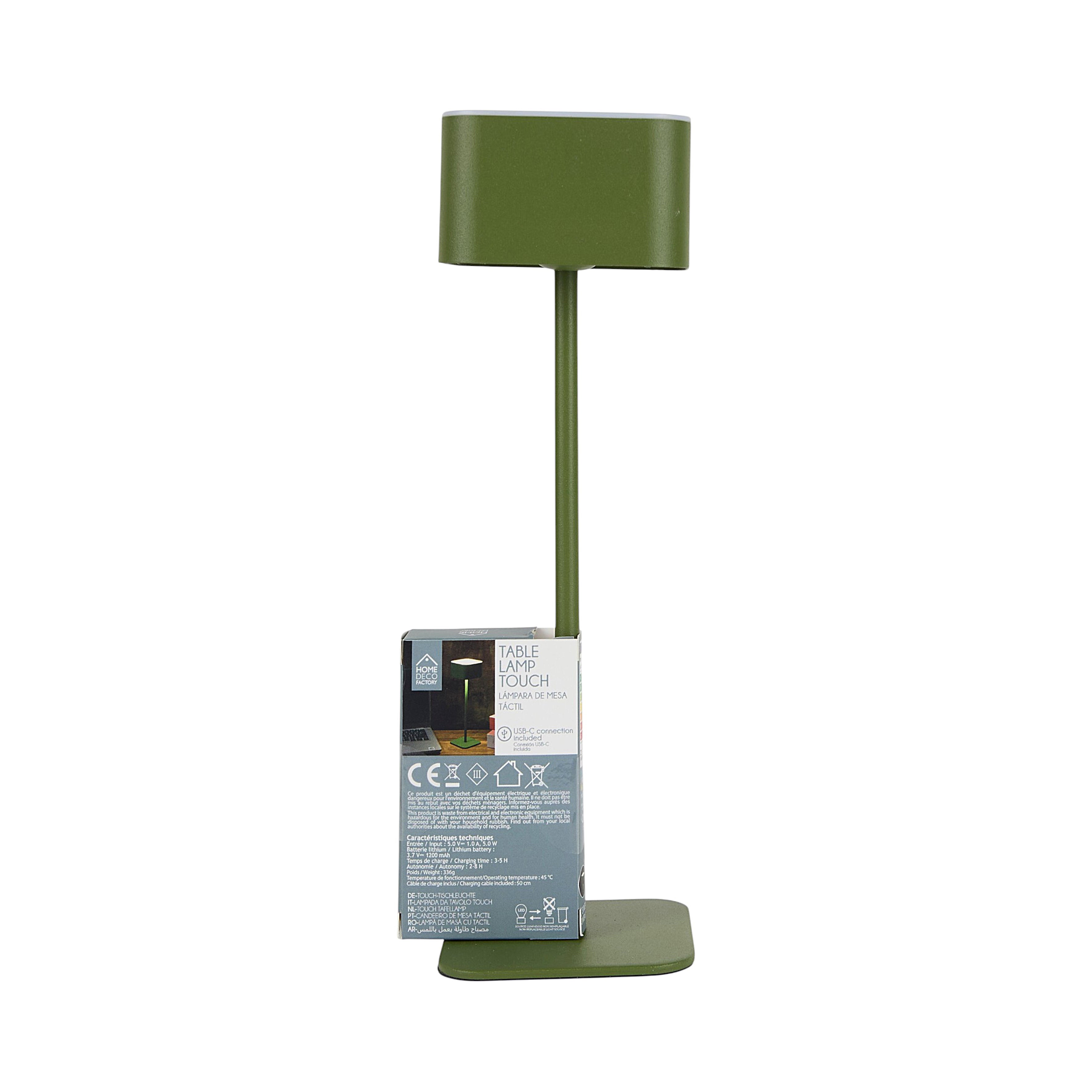 LAMPE DE TABLE TACTILE RECHARGEABLE VERT