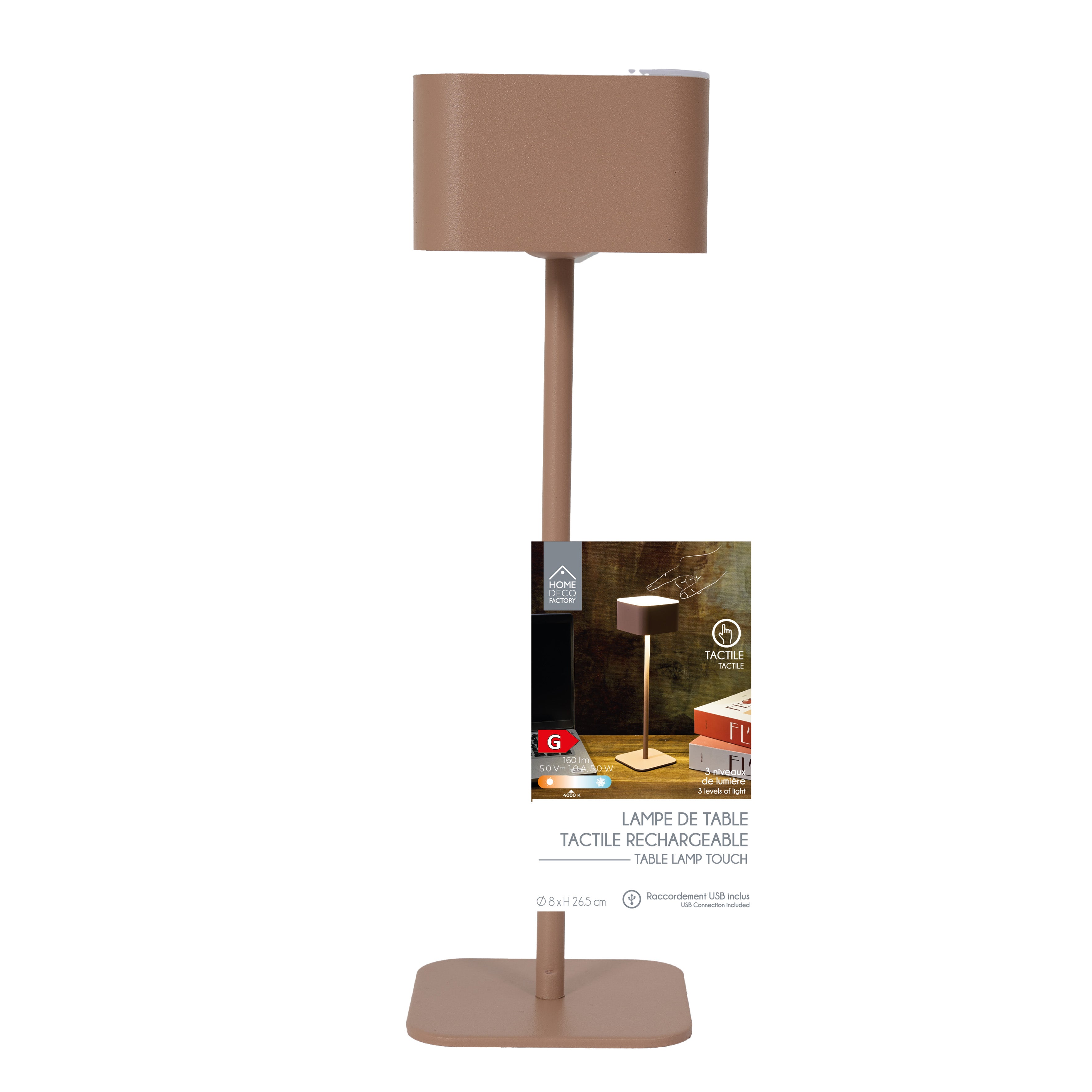 LAMPE DE TABLE TACTILE RECHARGEABLE BEIGE