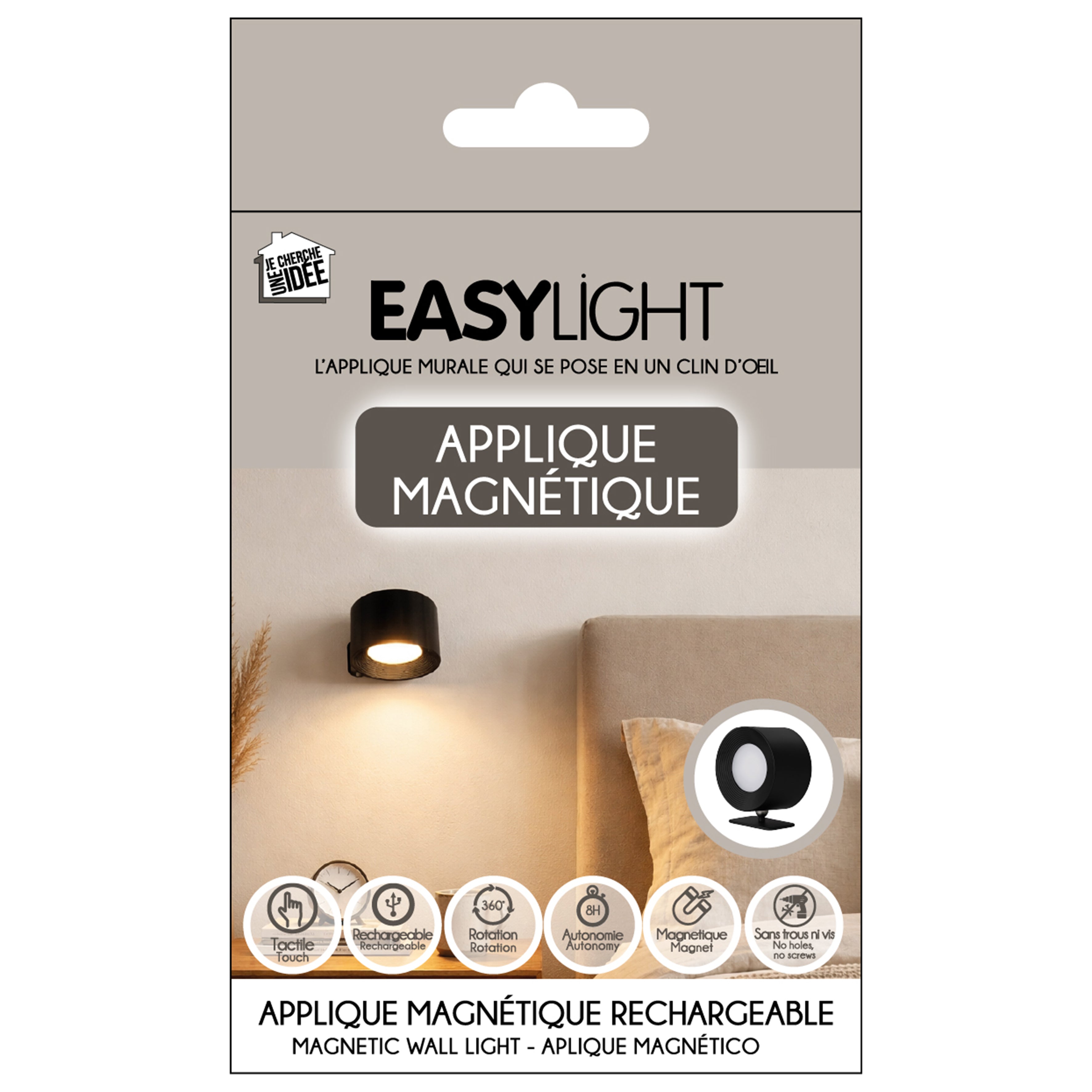 APPLIQUE ROND MAGNETIQUE RECHARGEABLE NOIR