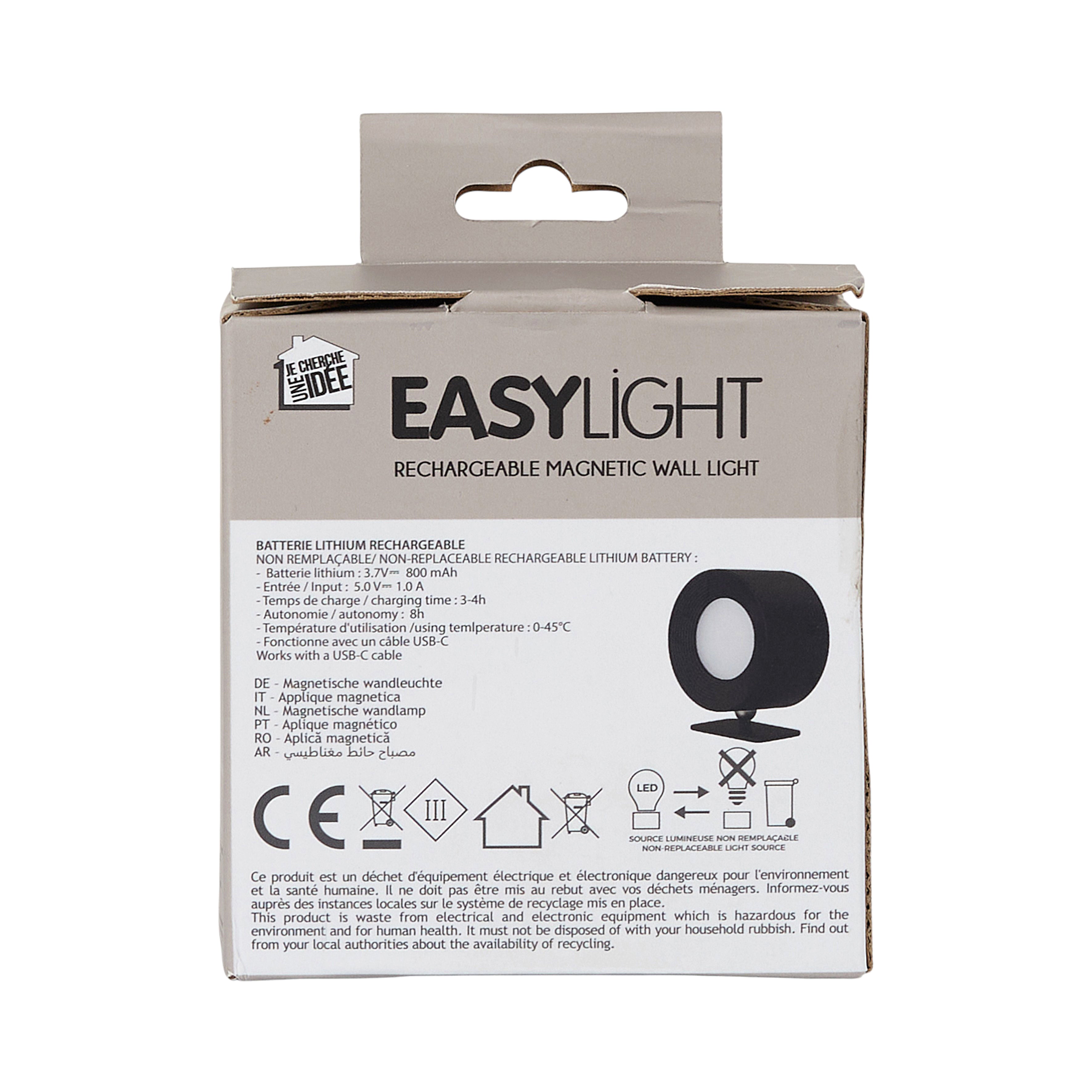 APPLIQUE ROND MAGNETIQUE RECHARGEABLE NOIR