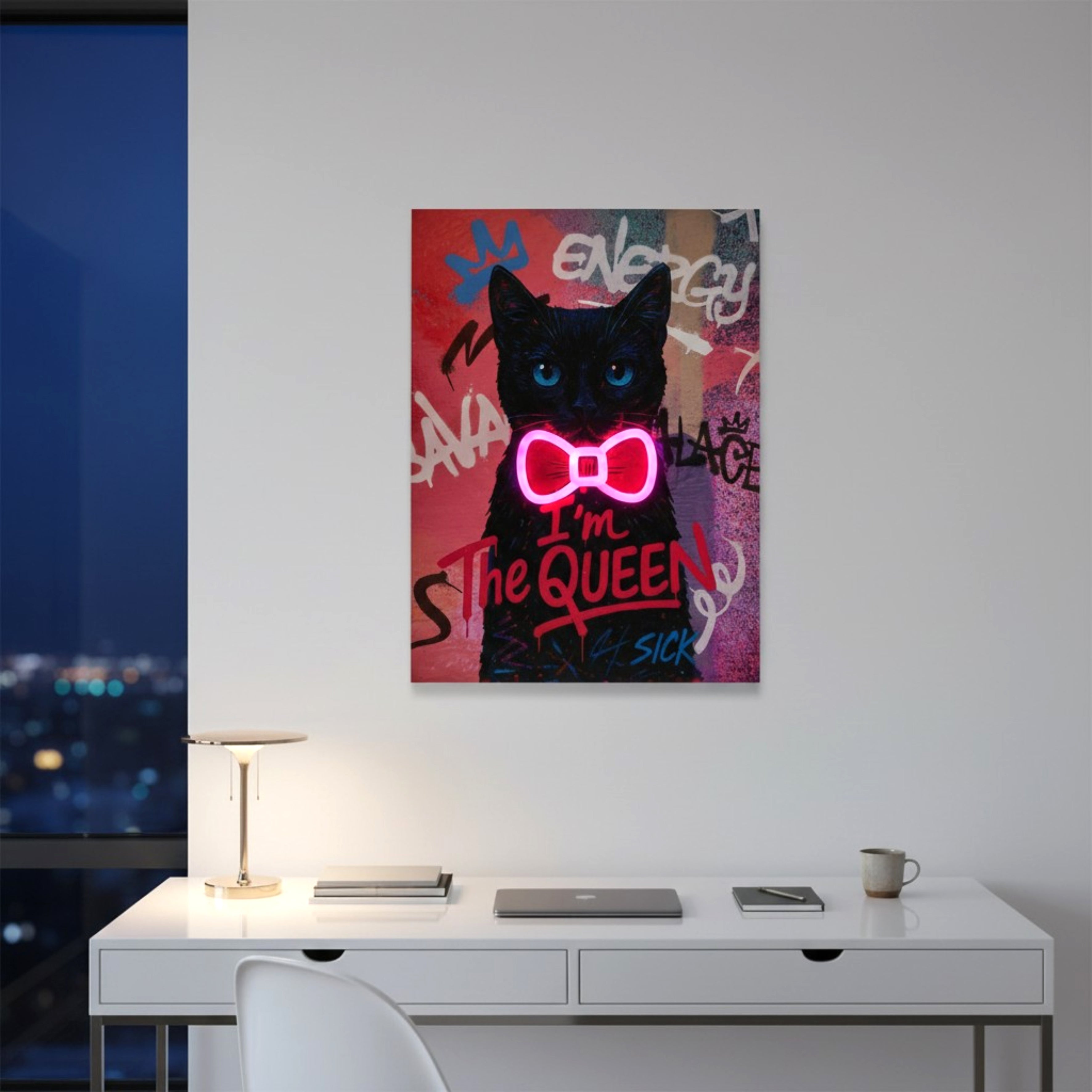 TABLEAU LED CHAT 30X40CM
