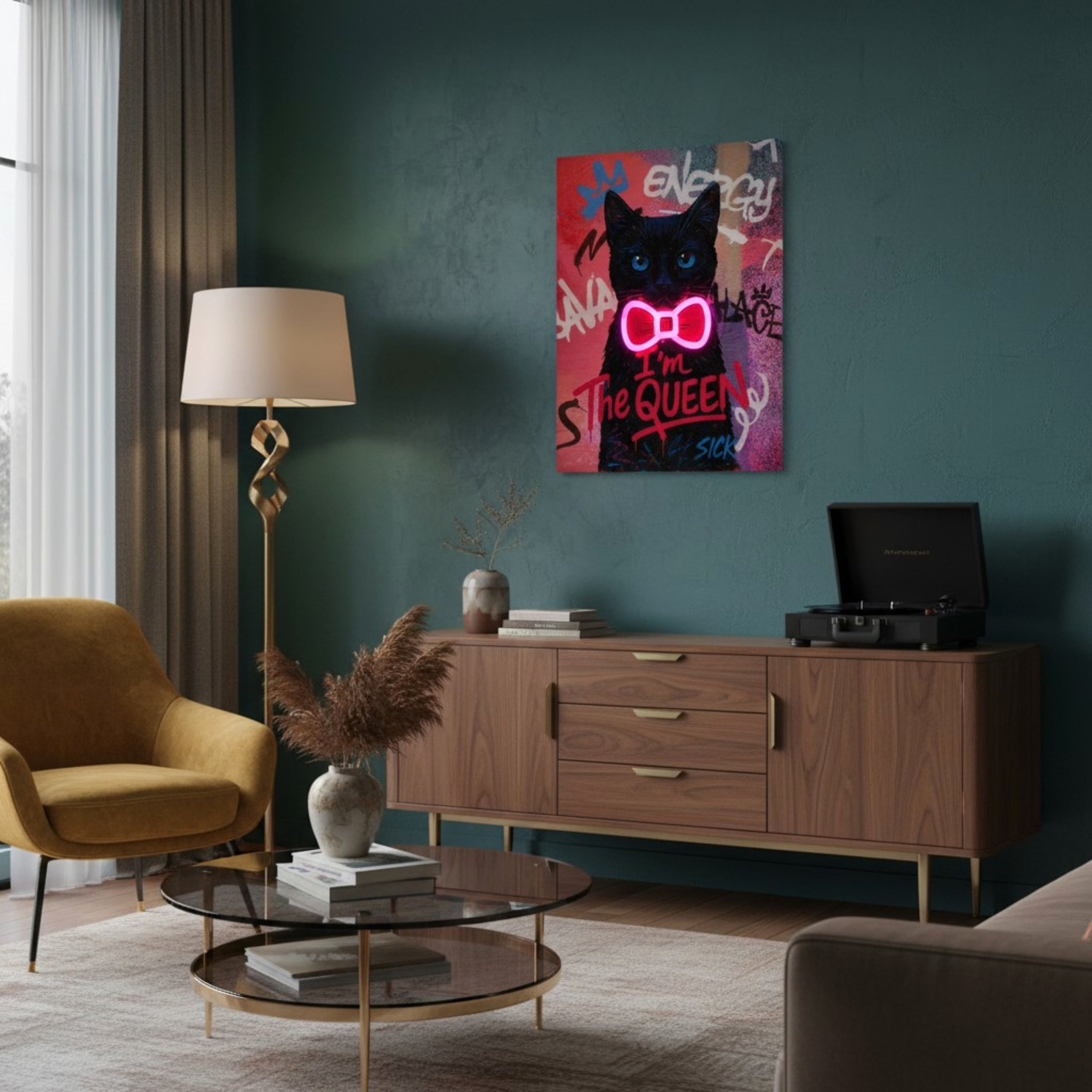 TABLEAU LED CHAT 30X40CM
