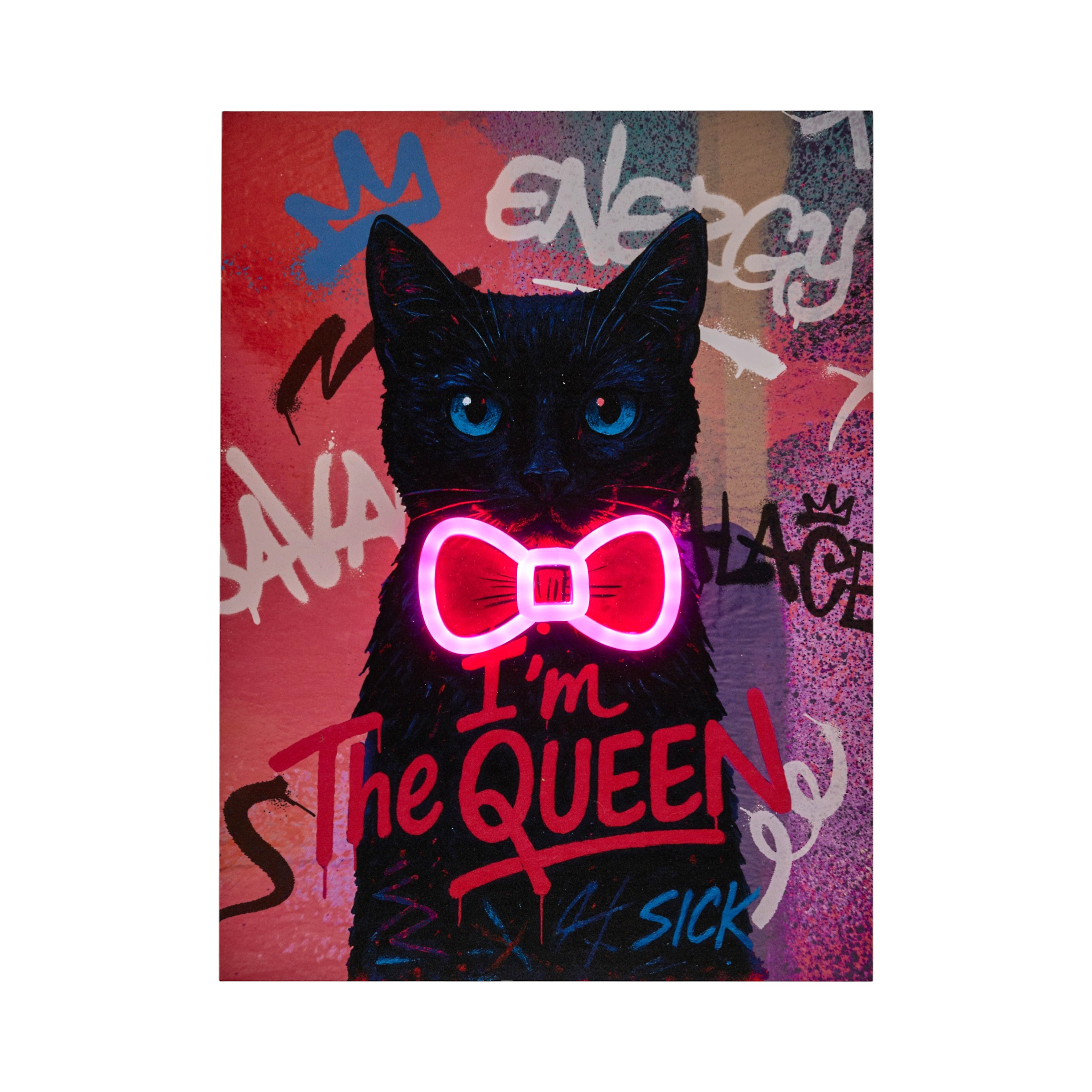 TABLEAU LED CHAT 30X40CM
