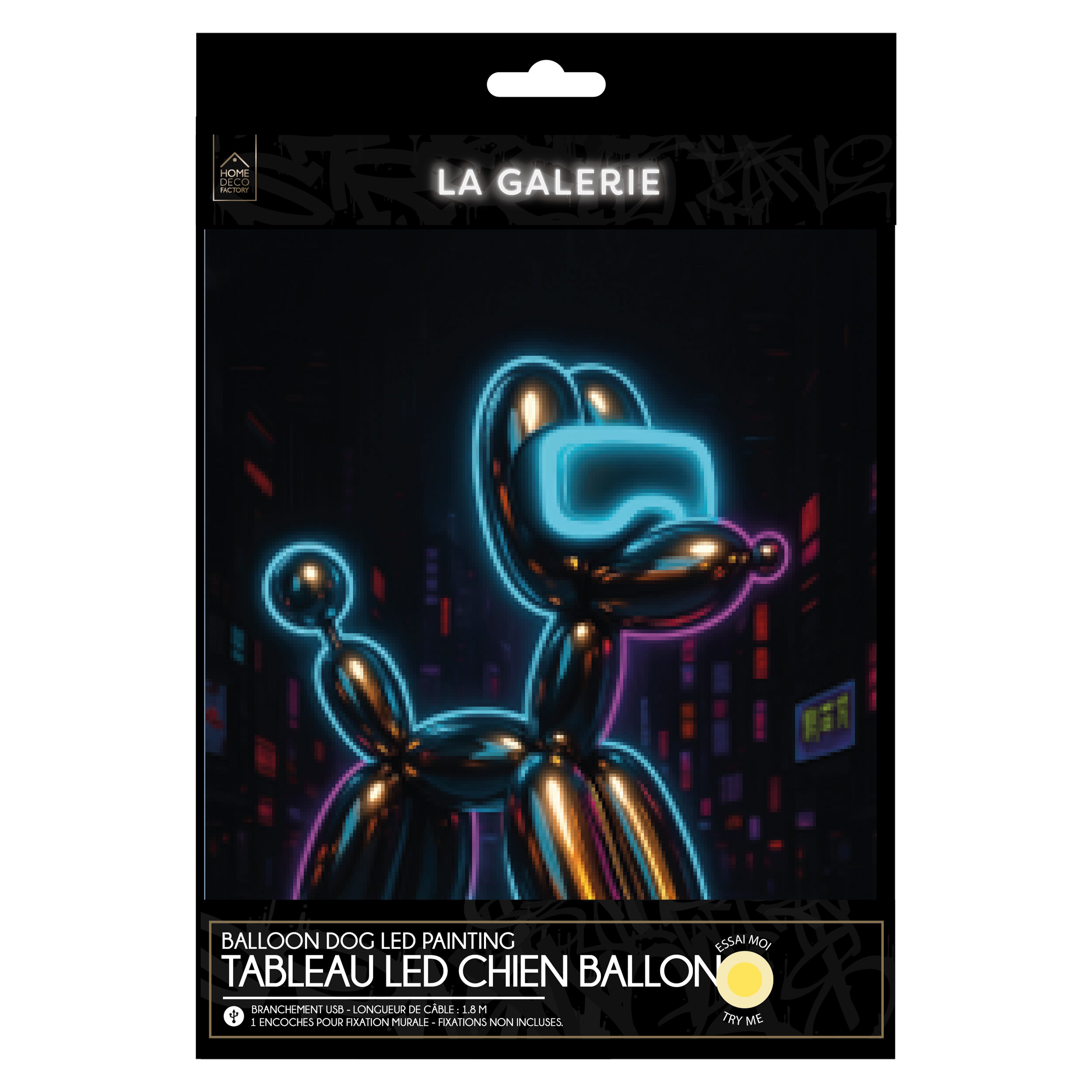 TABLEAU LED BALLON DOG 30X40CM