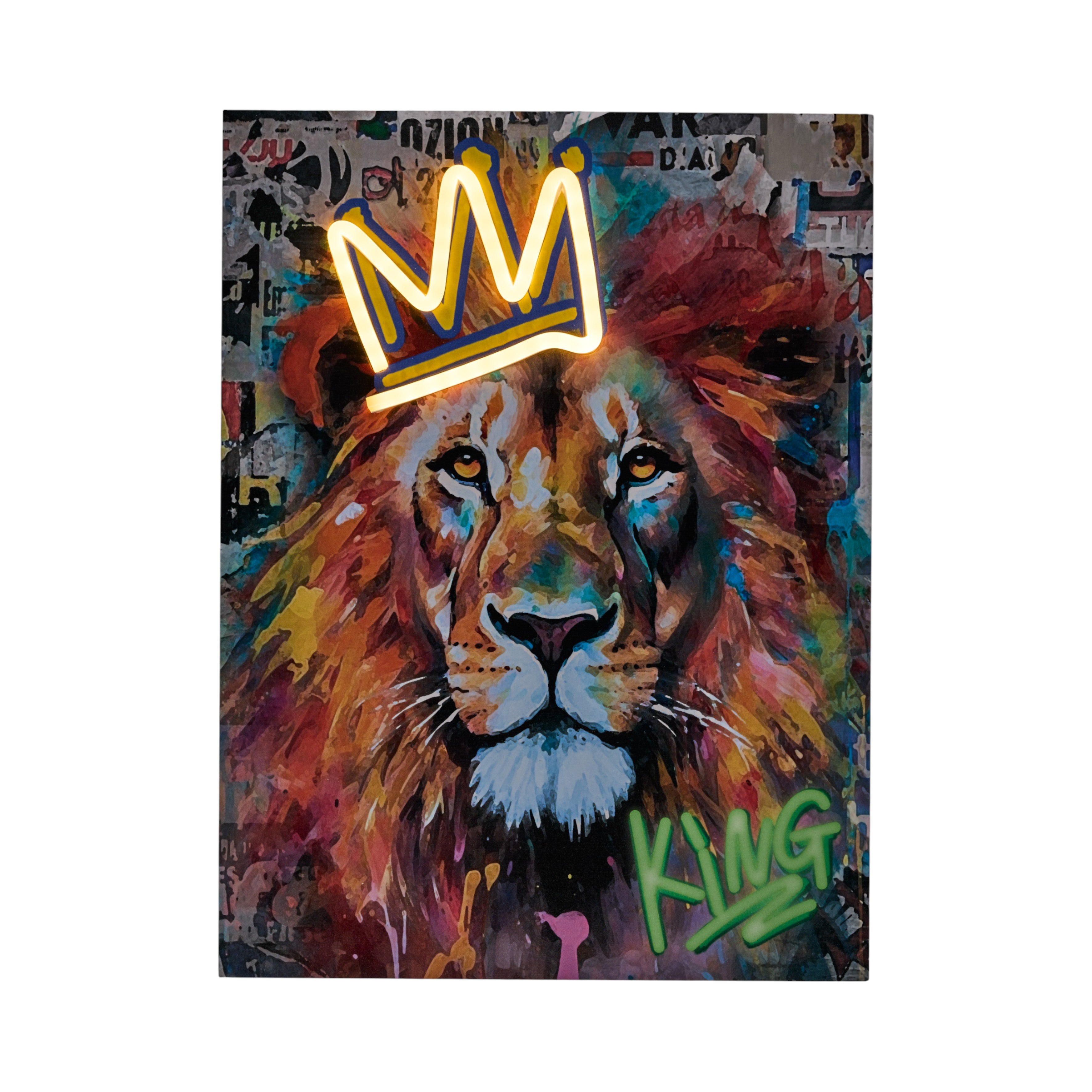 TABLEAU LED LION 30X40CM