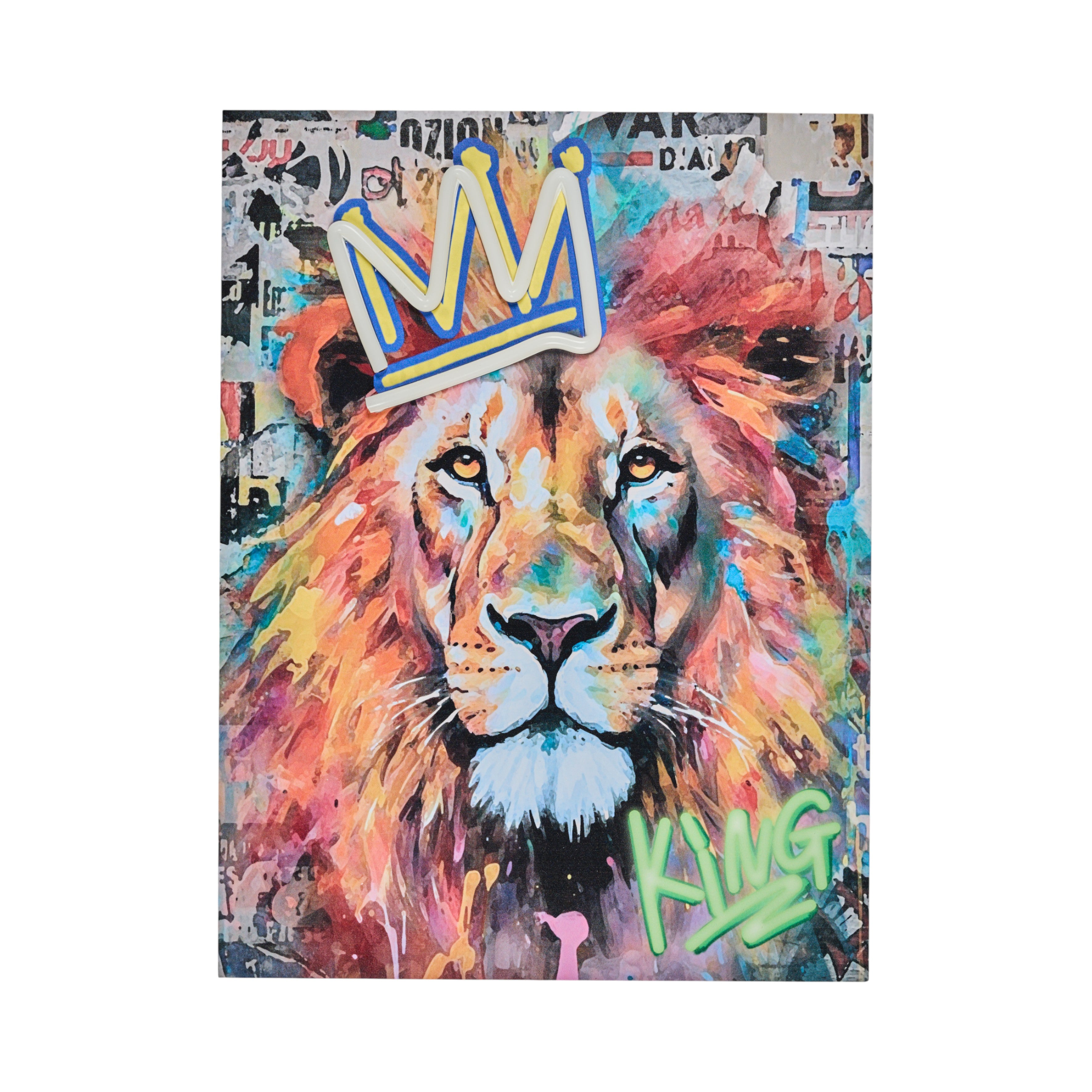 TABLEAU LED LION 30X40CM