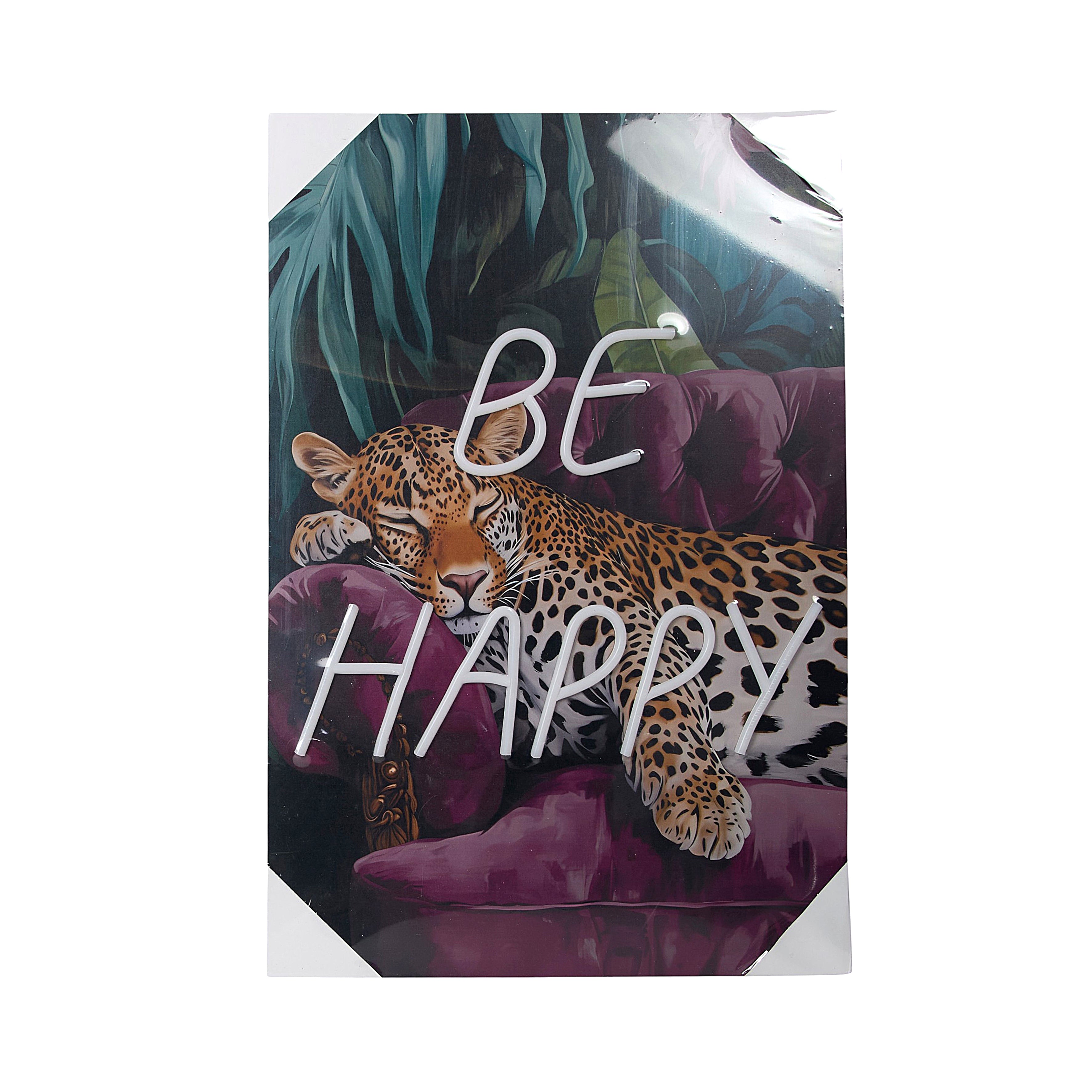 TABLEAU LED BE HAPPY 60X40CM