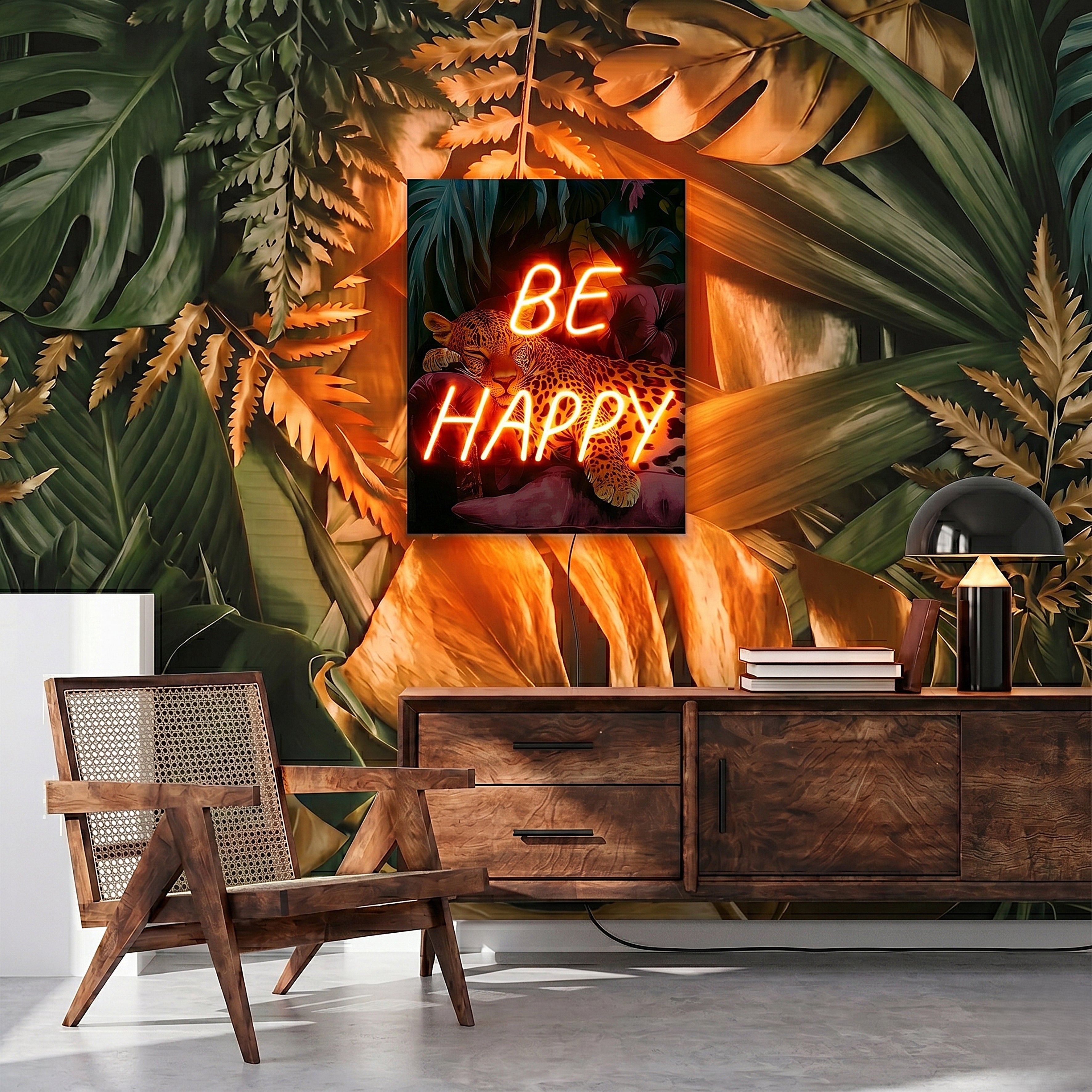 TABLEAU LED BE HAPPY 60X40CM