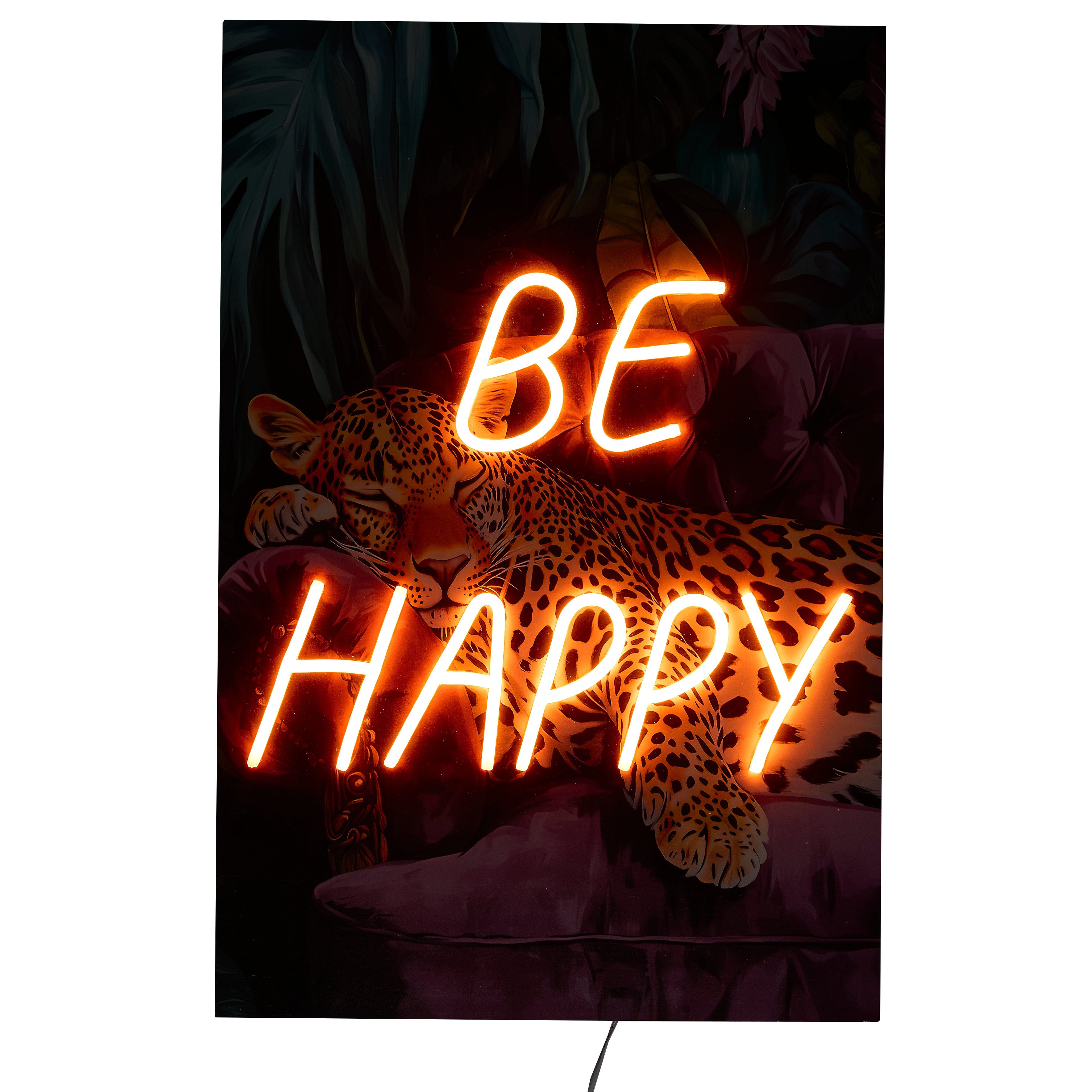 TABLEAU LED BE HAPPY 60X40CM