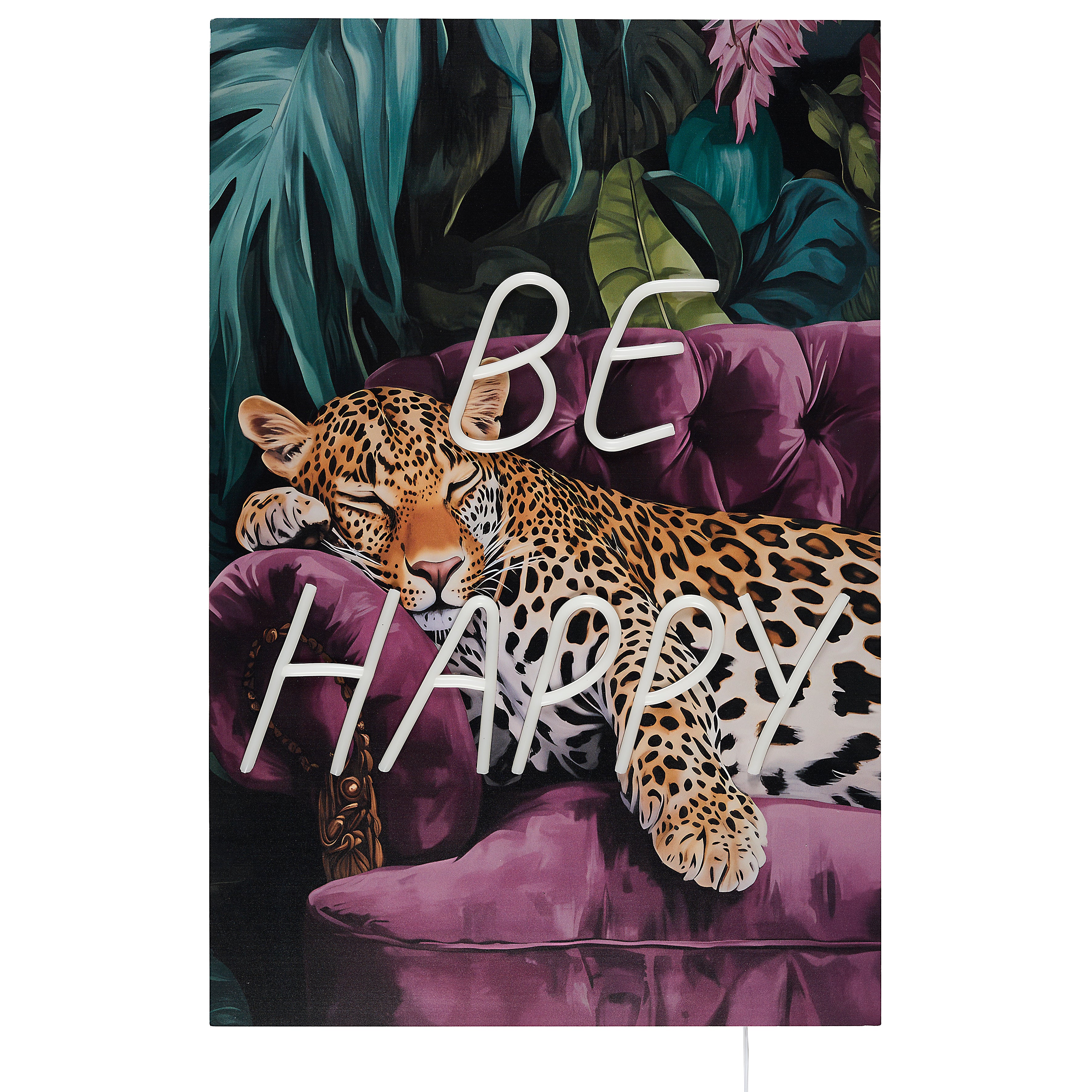 TABLEAU LED BE HAPPY 60X40CM