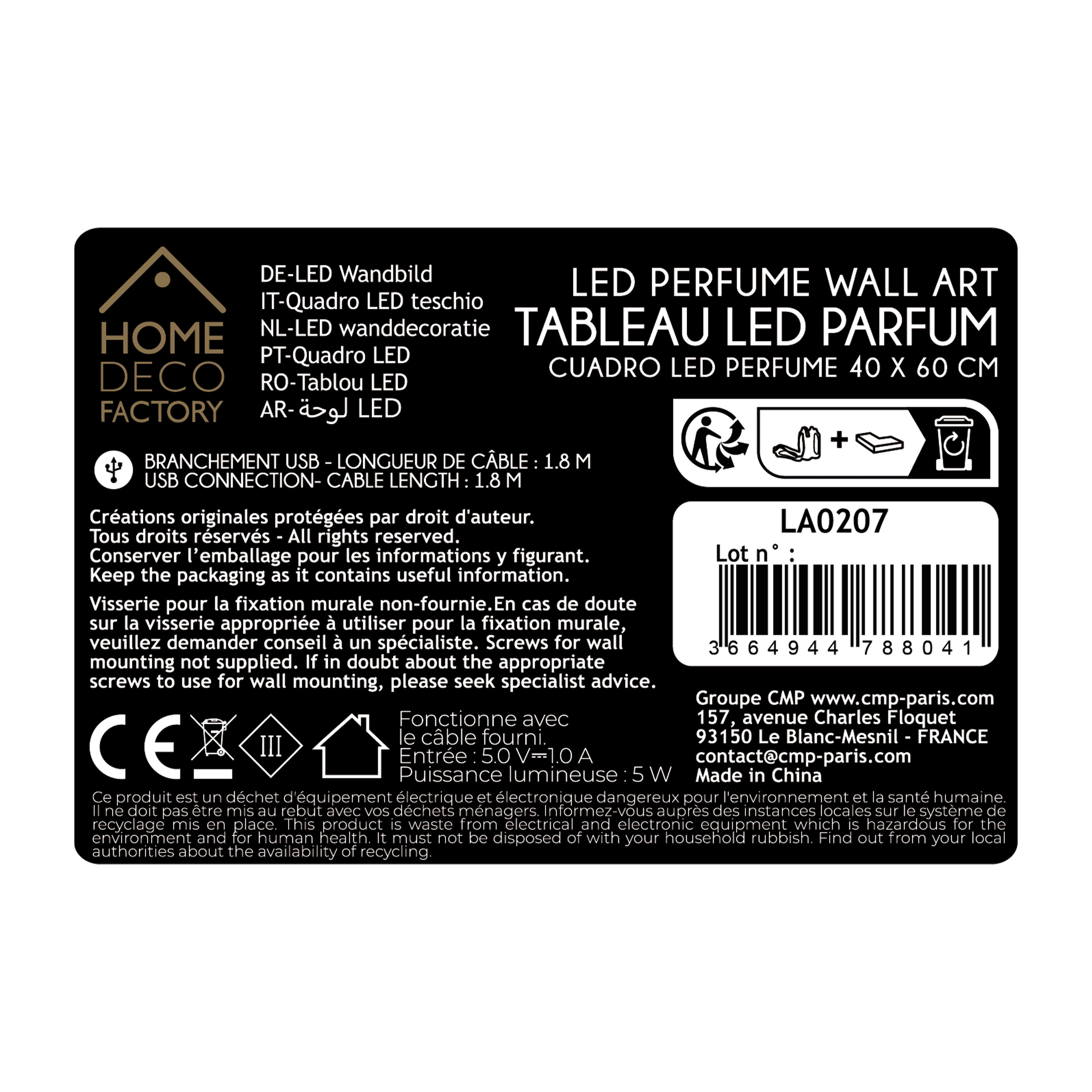 TABLEAU LED FLACON 40X60CM