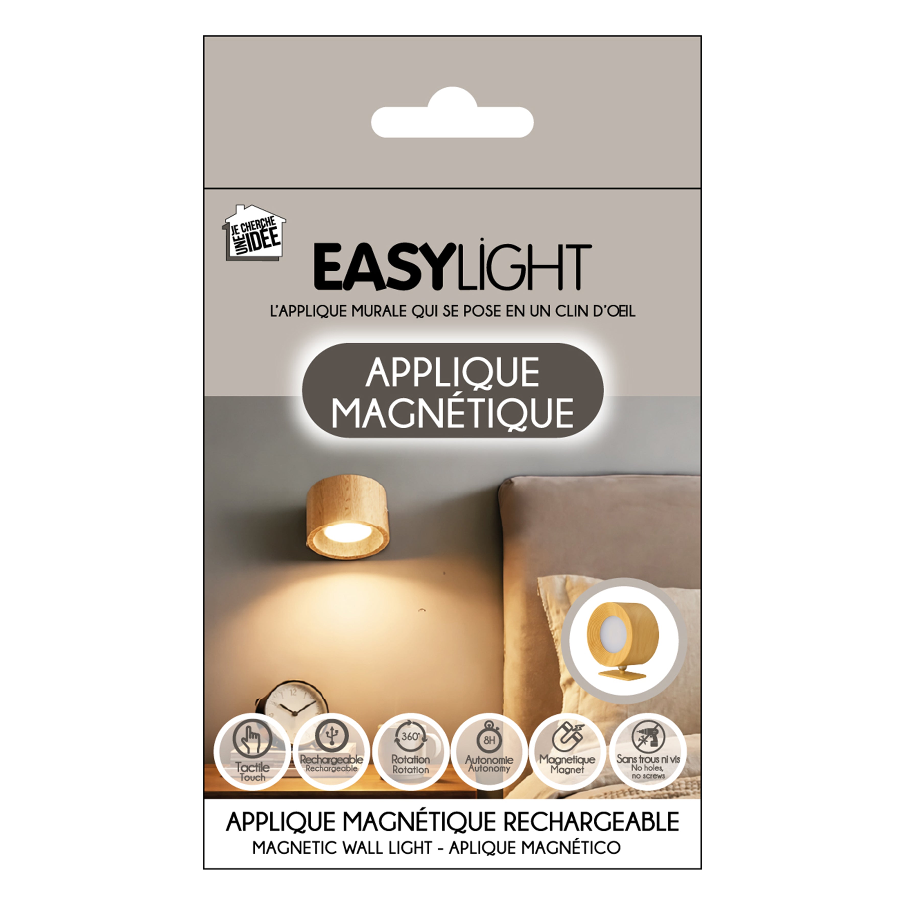 APPLIQUE ROND MAGNETIQUE RECHARGEABLE BOIS