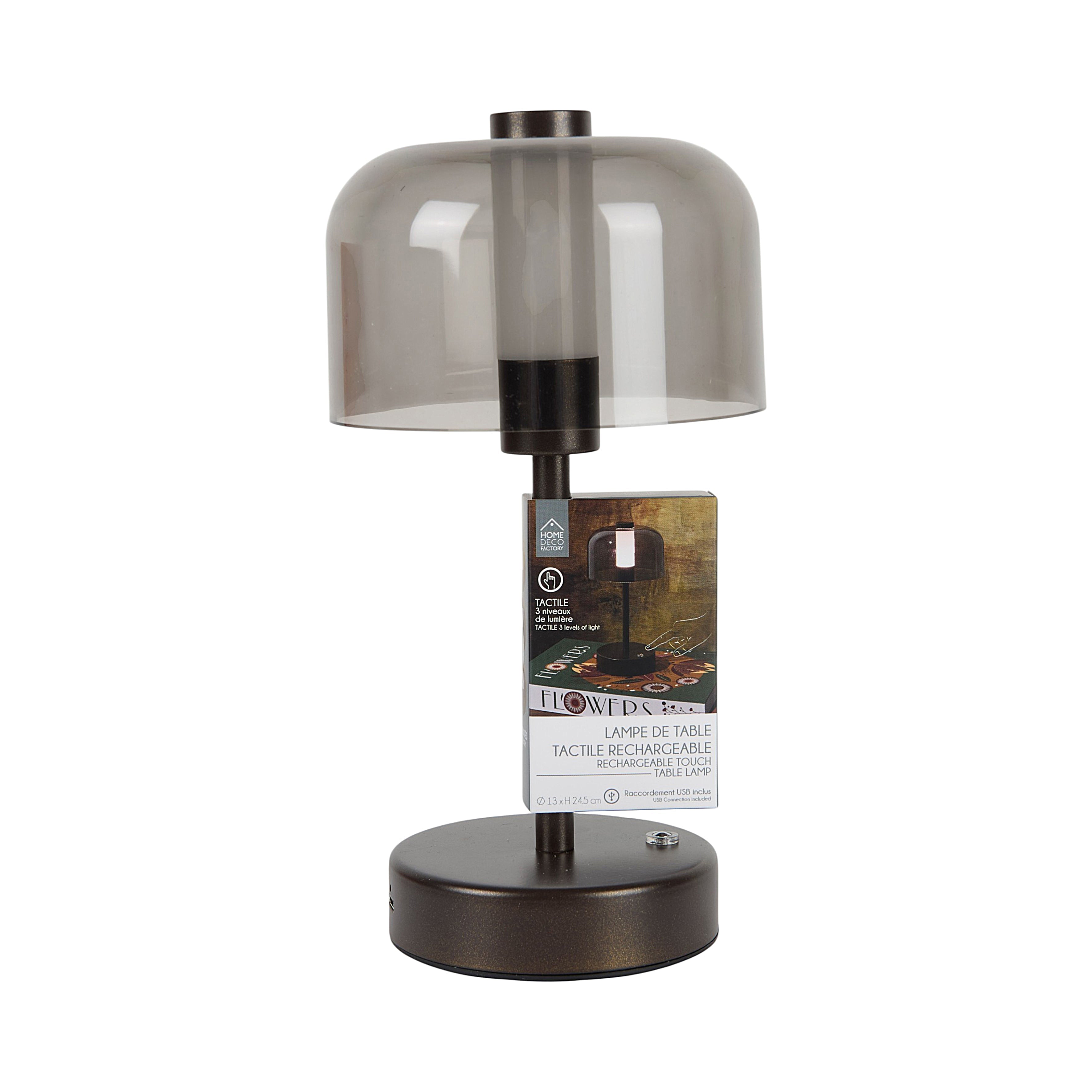 LAMPE DE TABLE TACTILE RECHARGEABLE MARRON