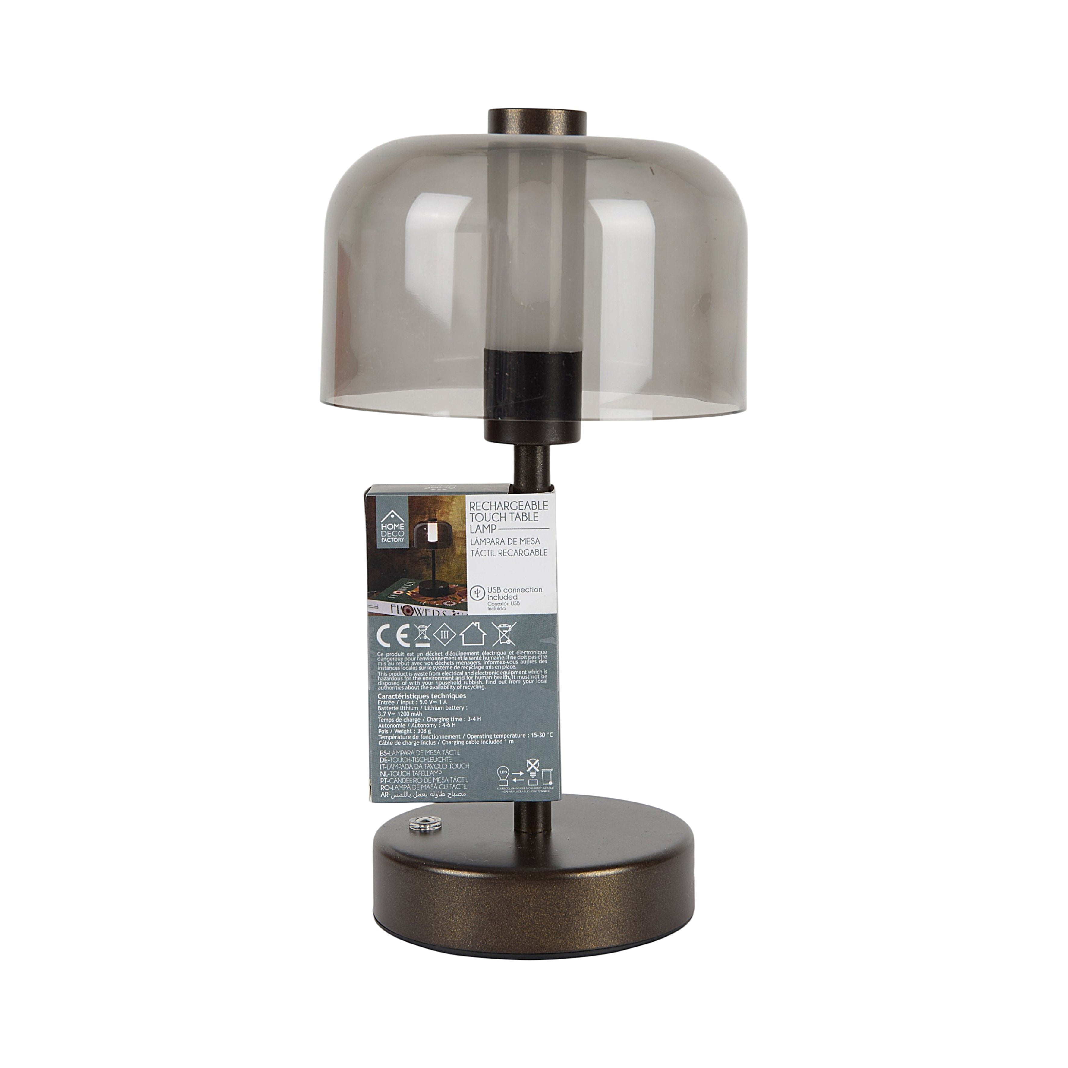 LAMPE DE TABLE TACTILE RECHARGEABLE MARRON
