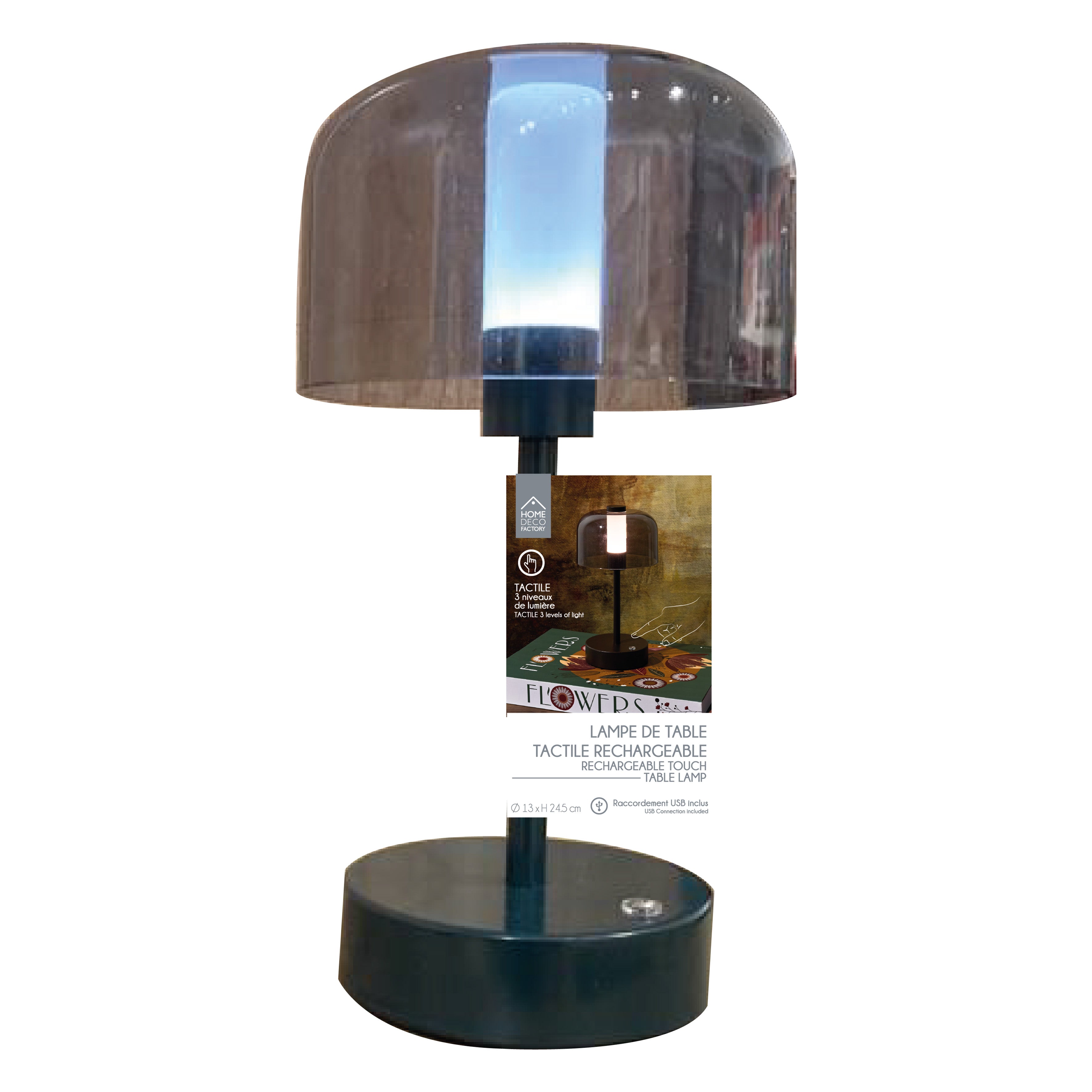 LAMPE DE TABLE TACTILE RECHARGEABLE ET VERT