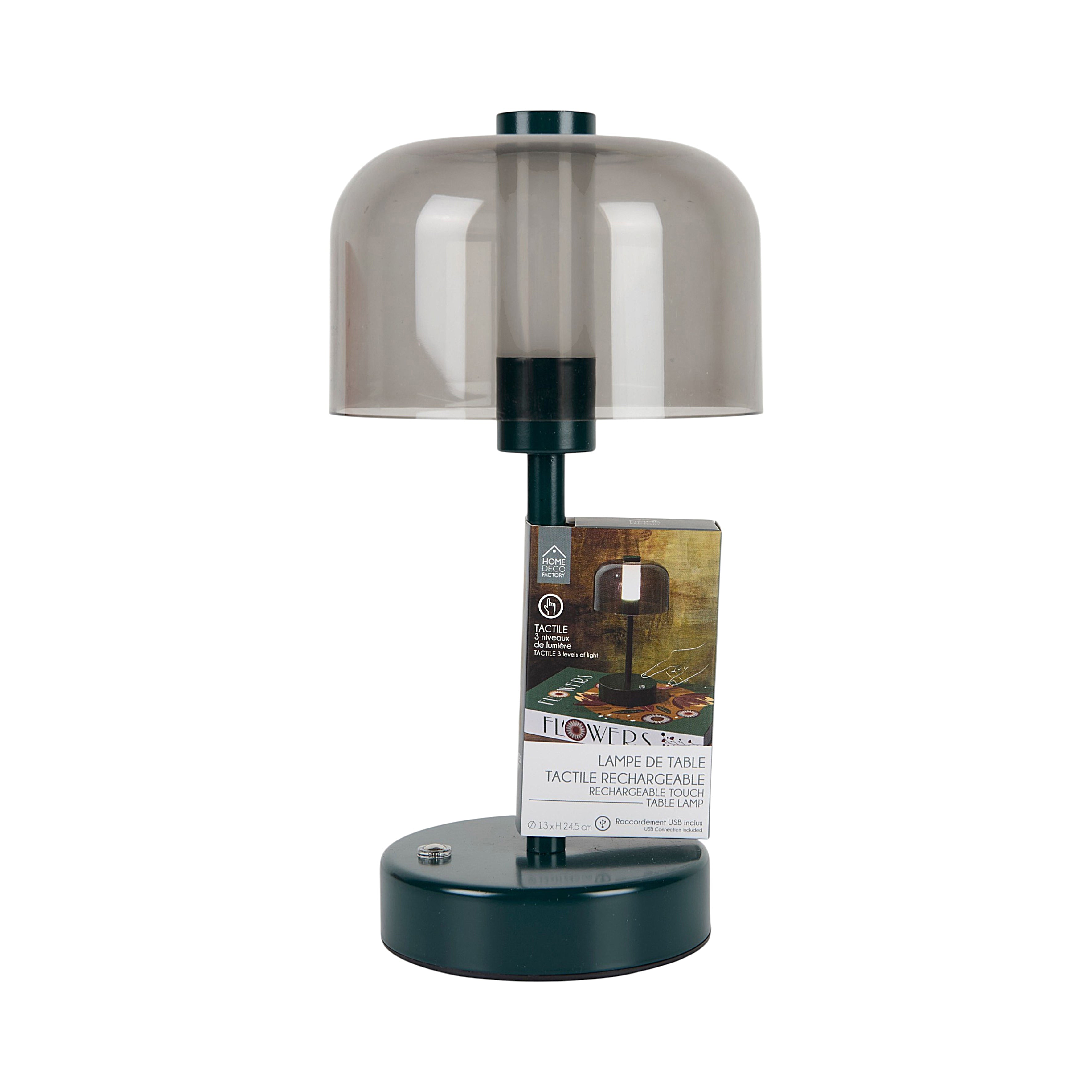LAMPE DE TABLE TACTILE RECHARGEABLE ET VERT