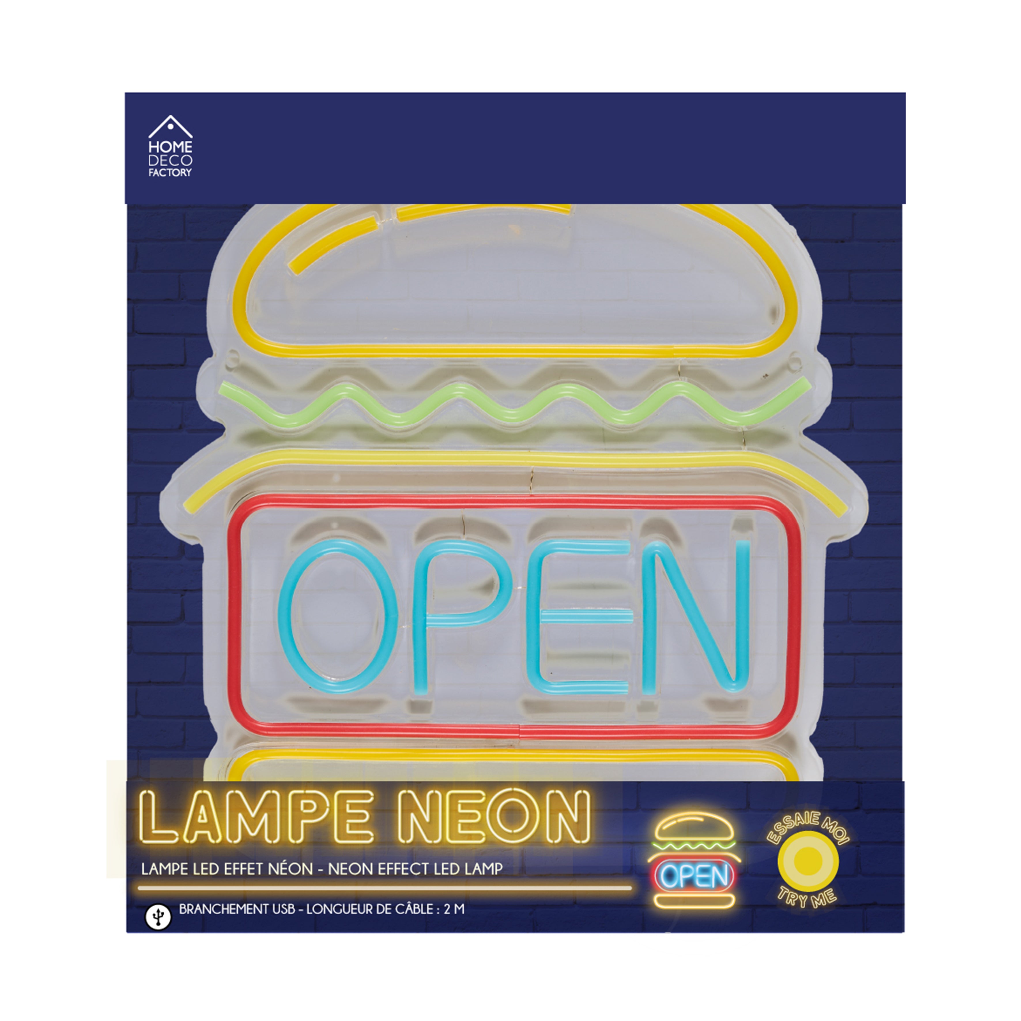 LAMPE LED EFFET NEON BURGER