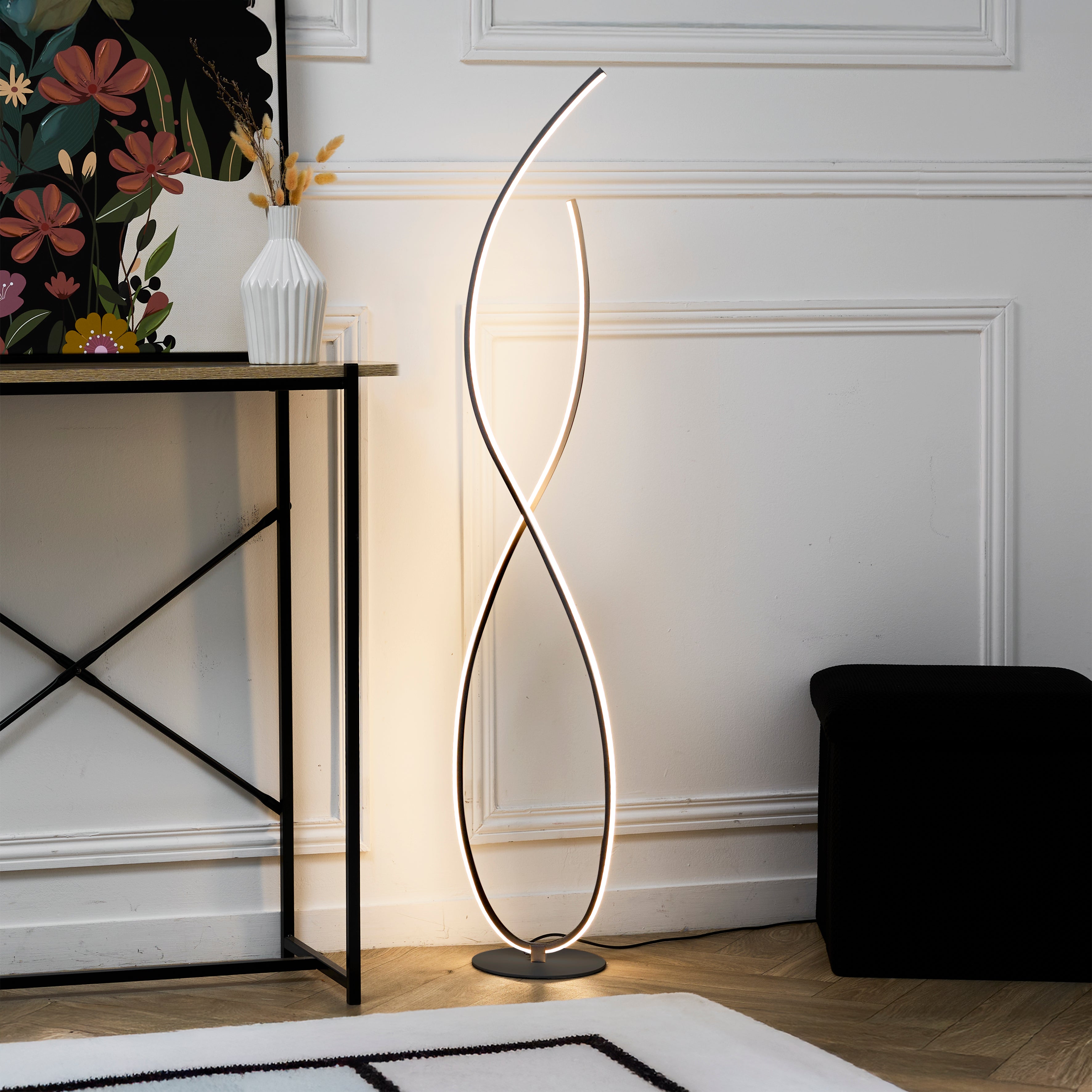 LAMPE DESIGN SPIRALE NOIR 1M20