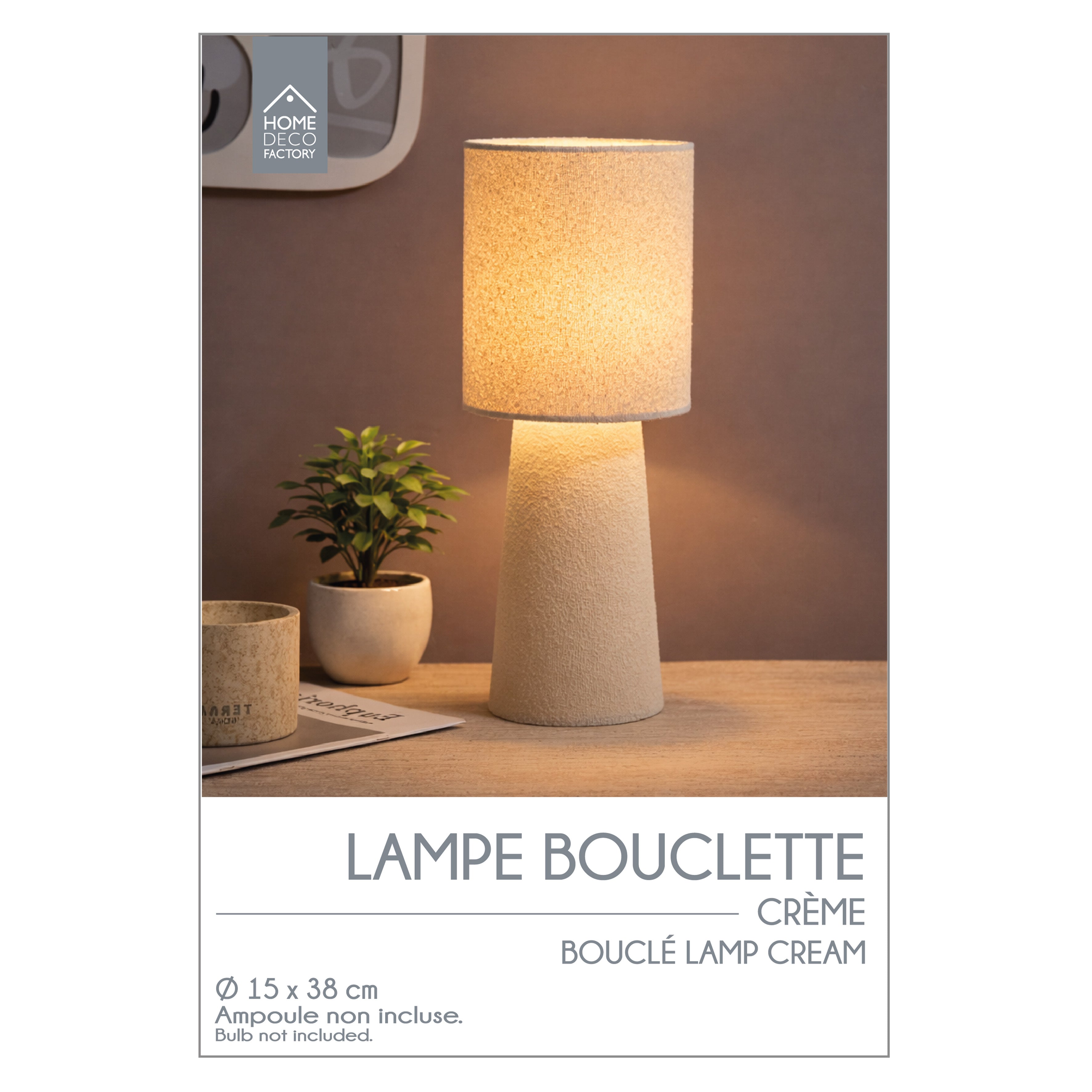 LAMPE VELOUR CREME 38CM