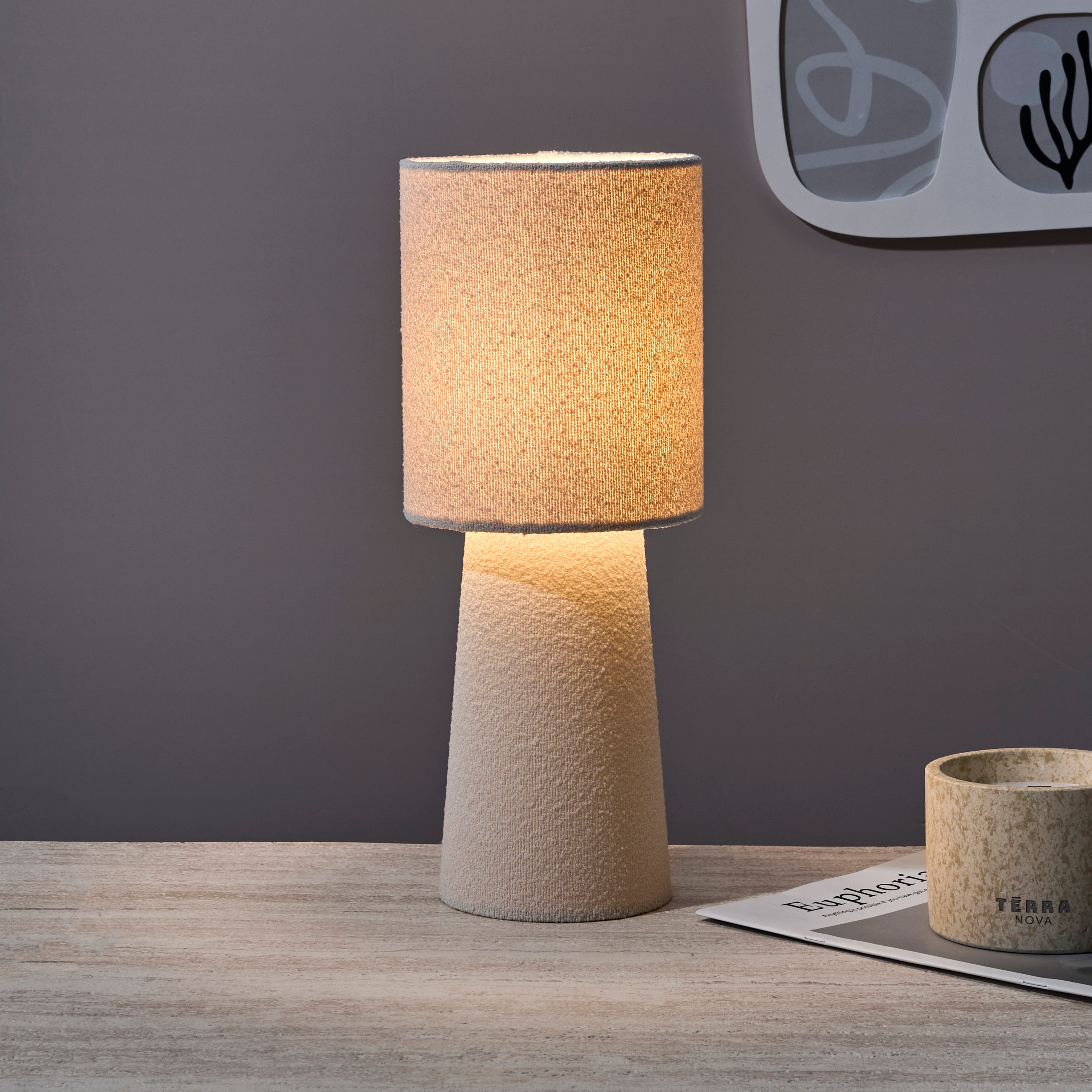 LAMPE VELOUR CREME 38CM