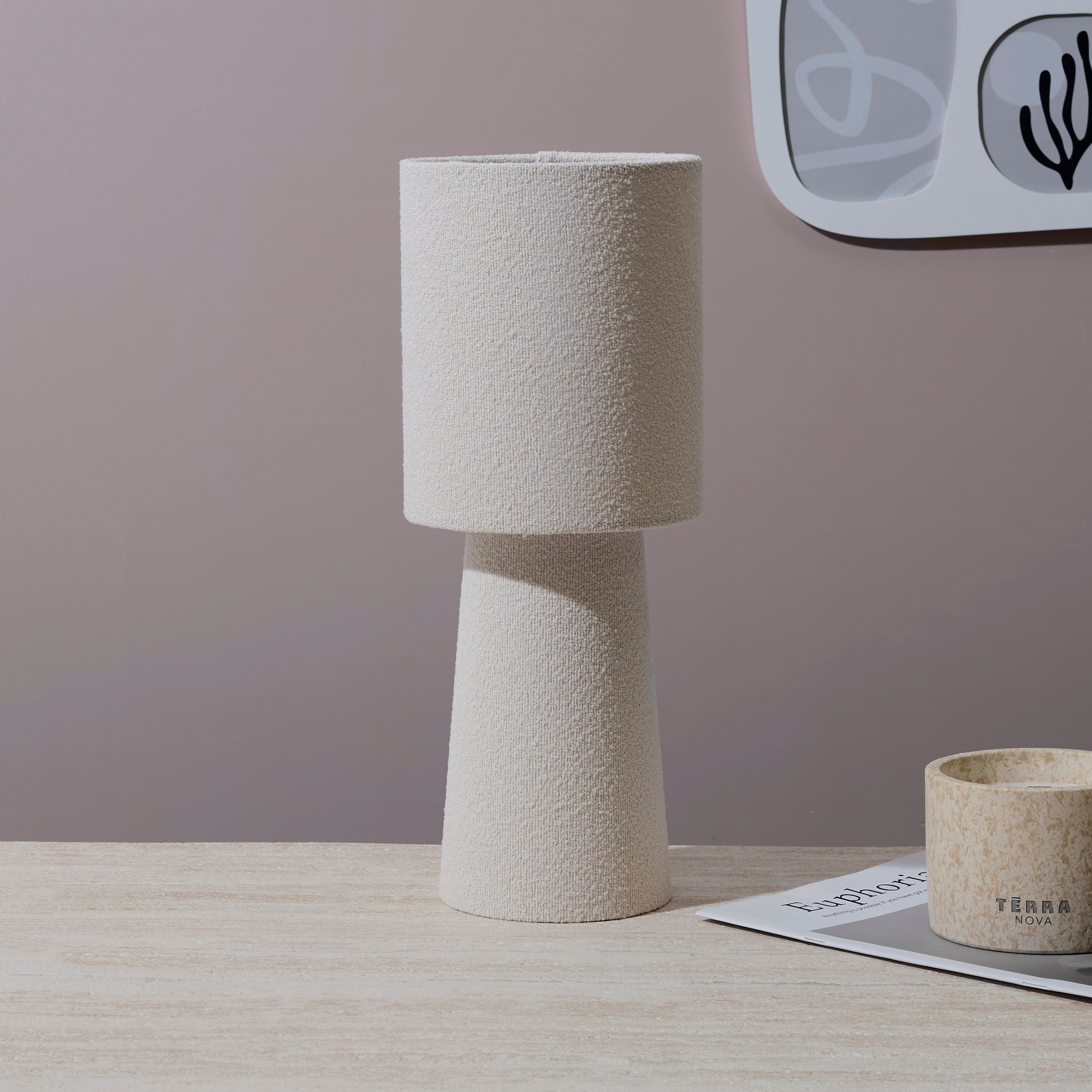 LAMPE VELOUR CREME 38CM
