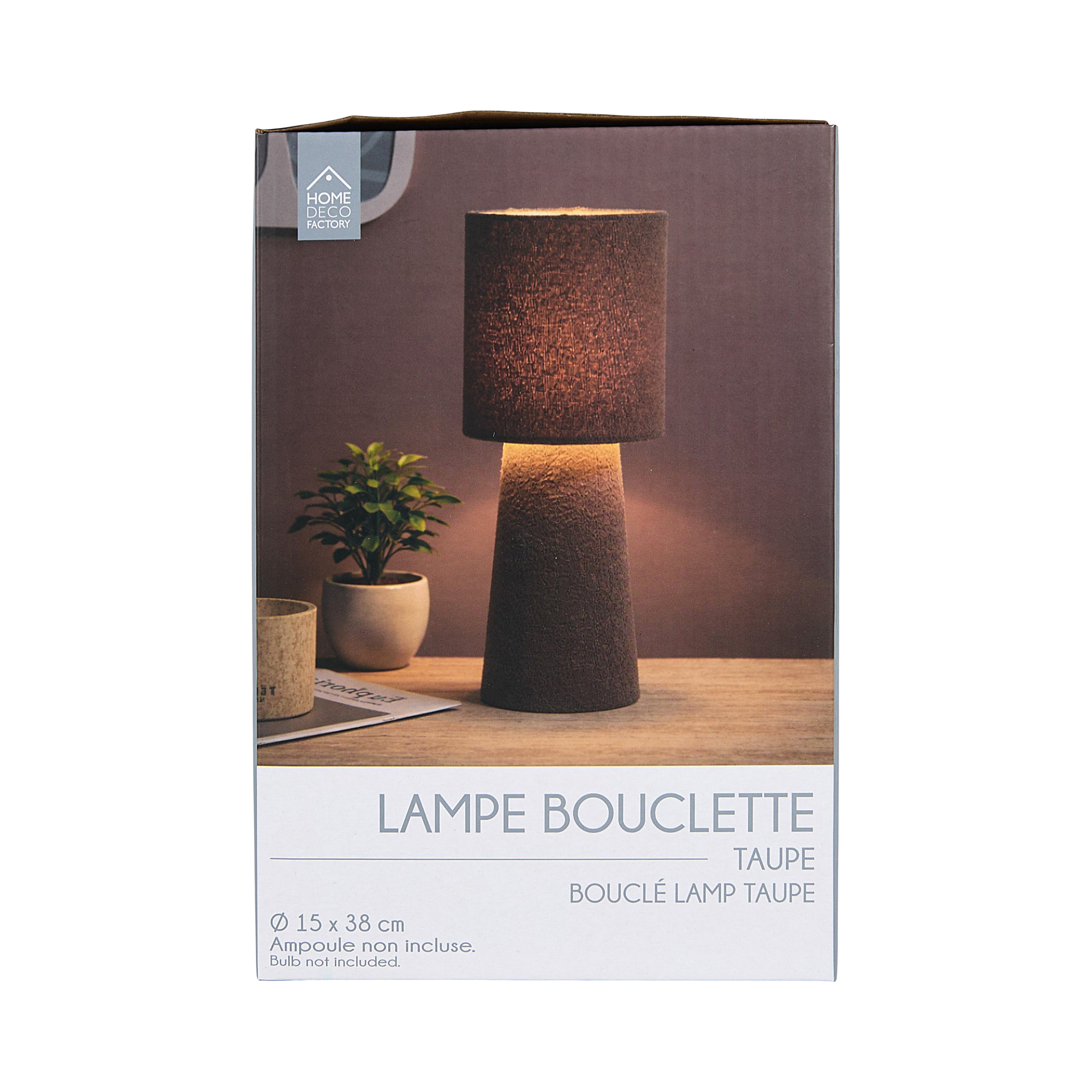 LAMPE VELOUR TAUPE 38CM