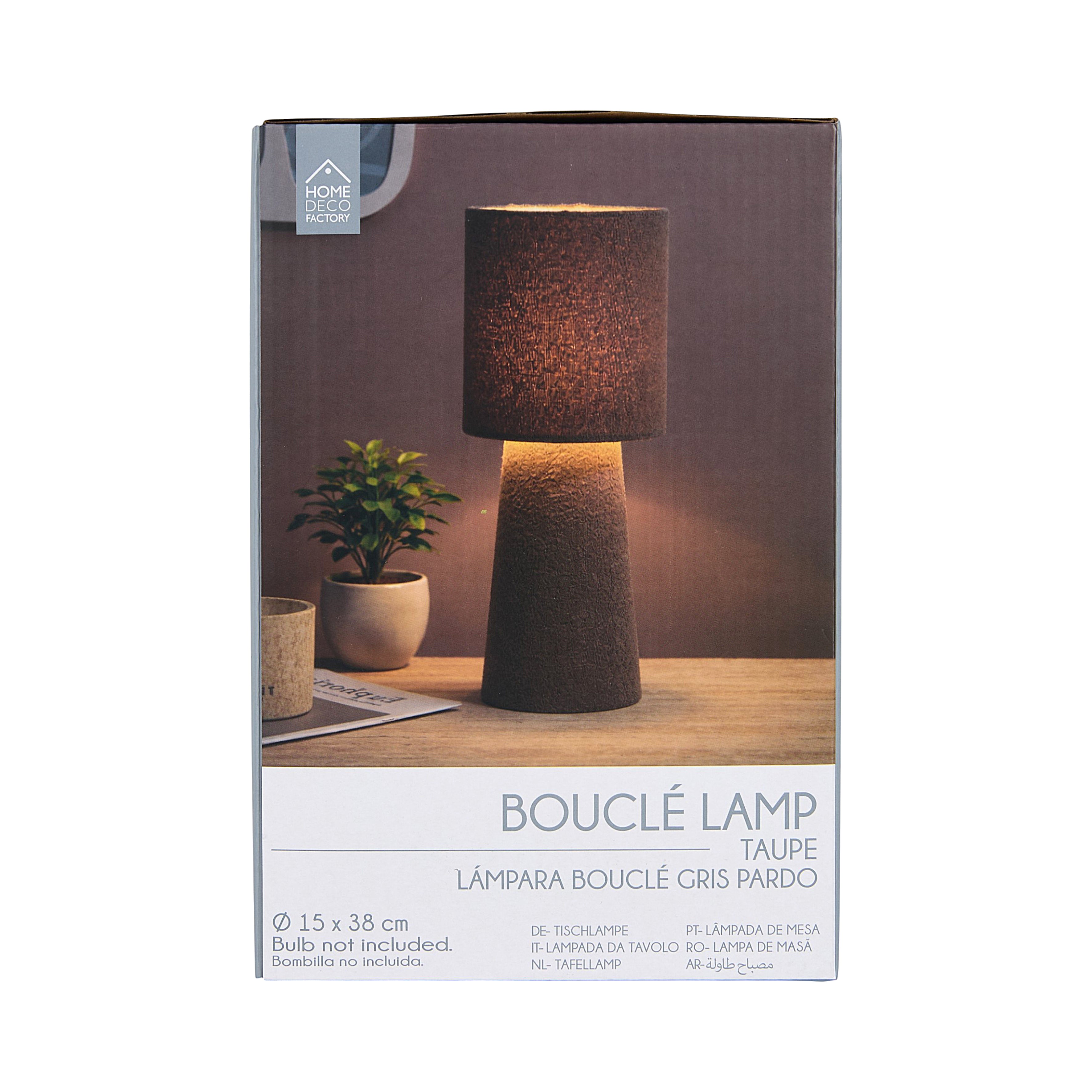LAMPE VELOUR TAUPE 38CM