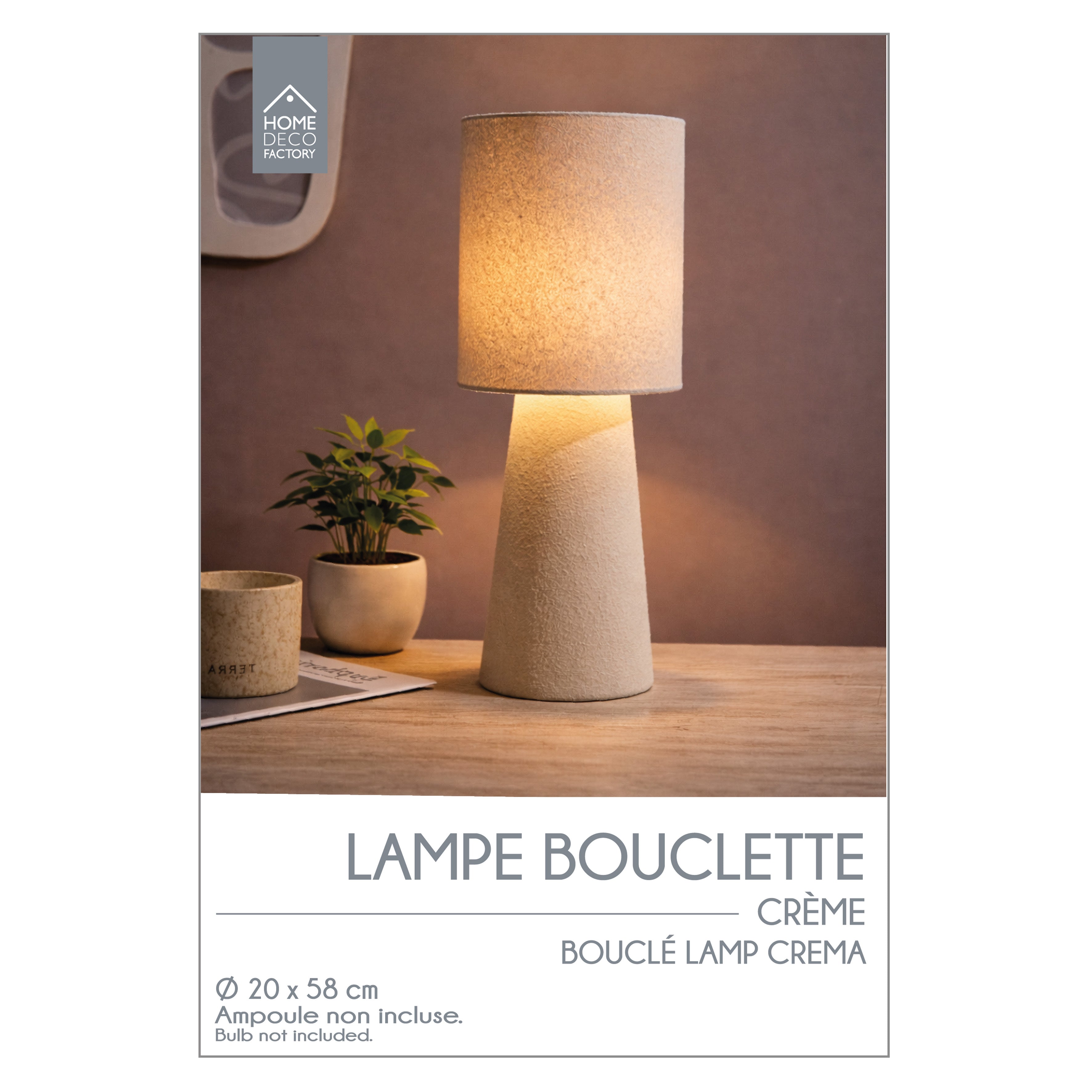 LAMPE VELOUR CREME 58CM
