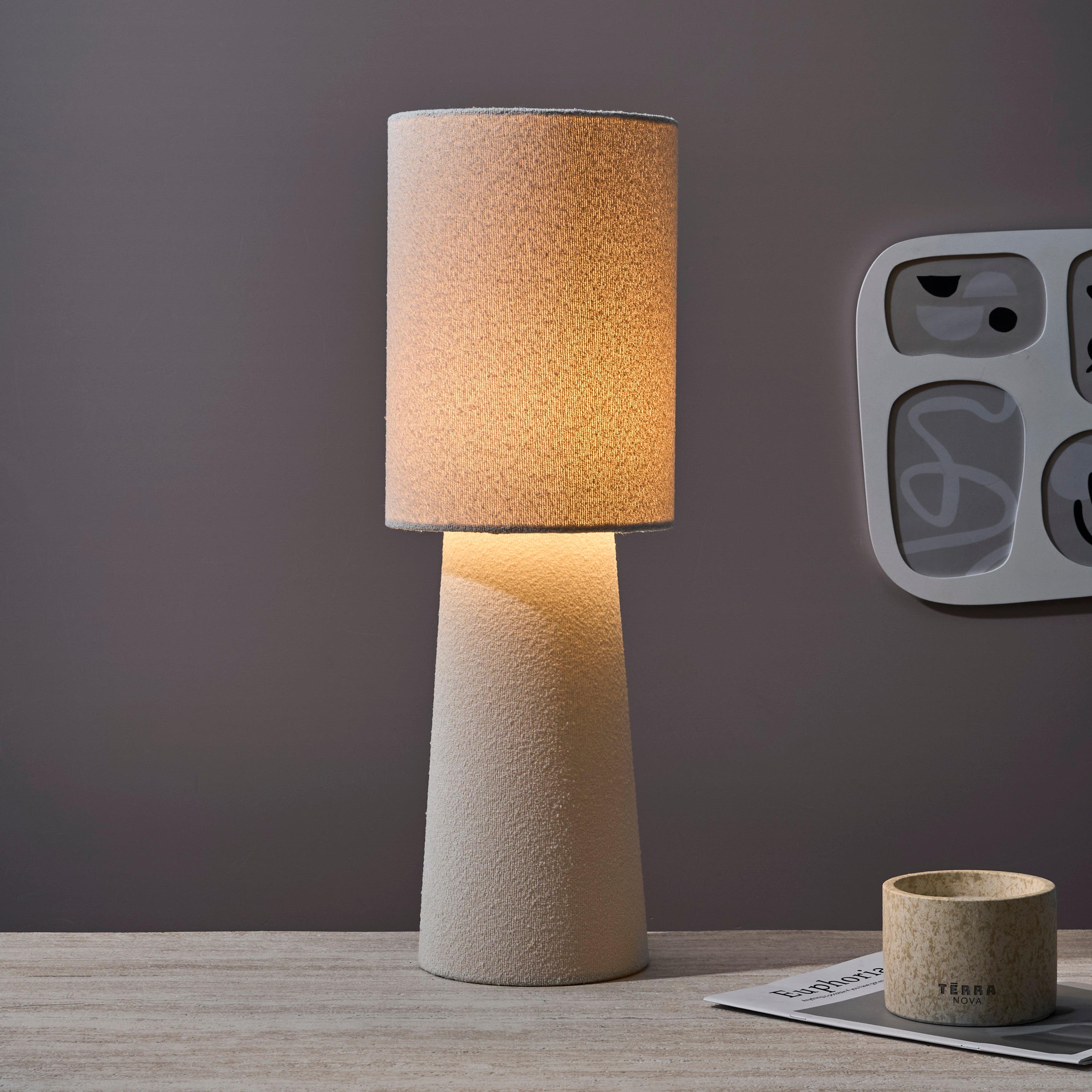 LAMPE VELOUR CREME 58CM