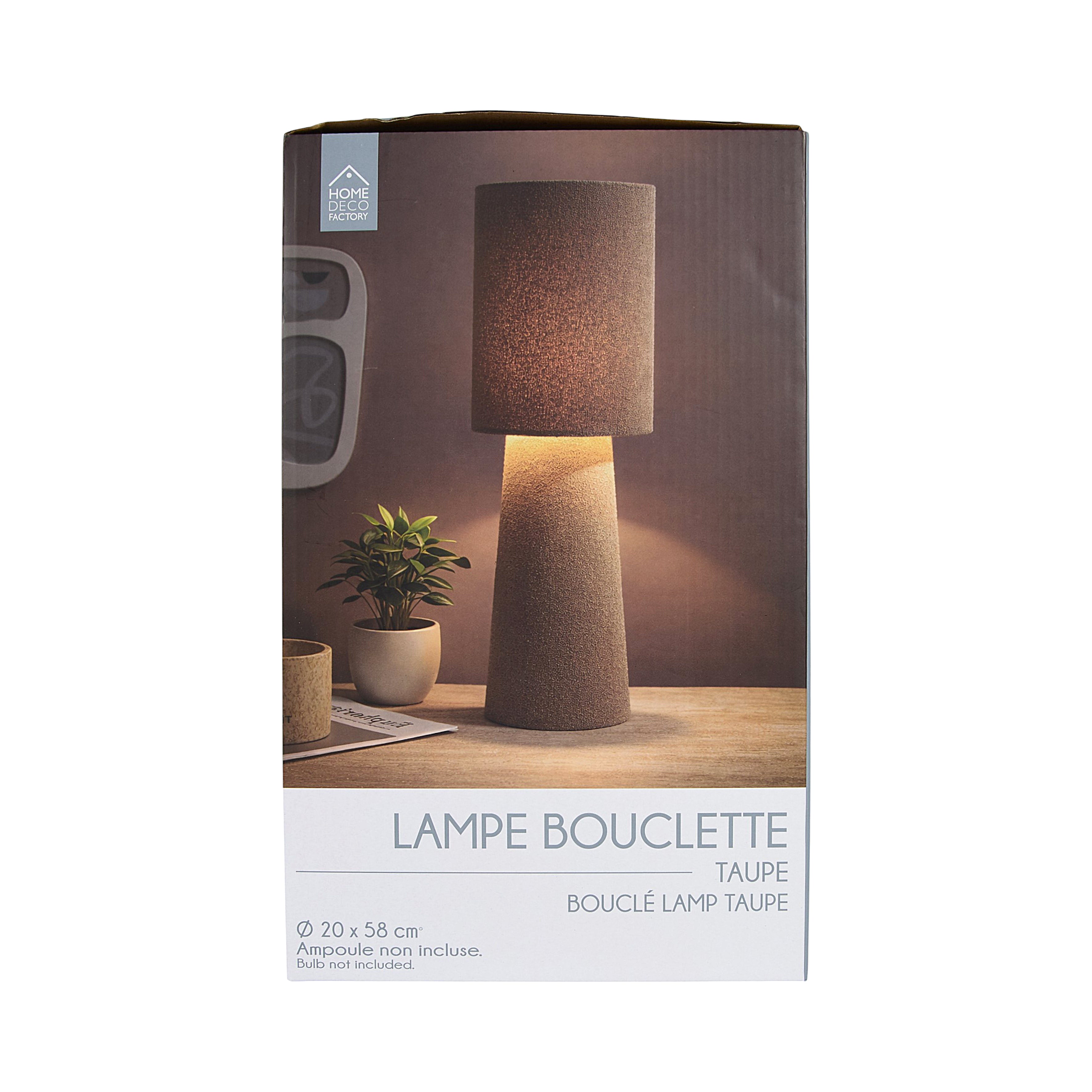LAMPE VELOUR TAUPE 58CM