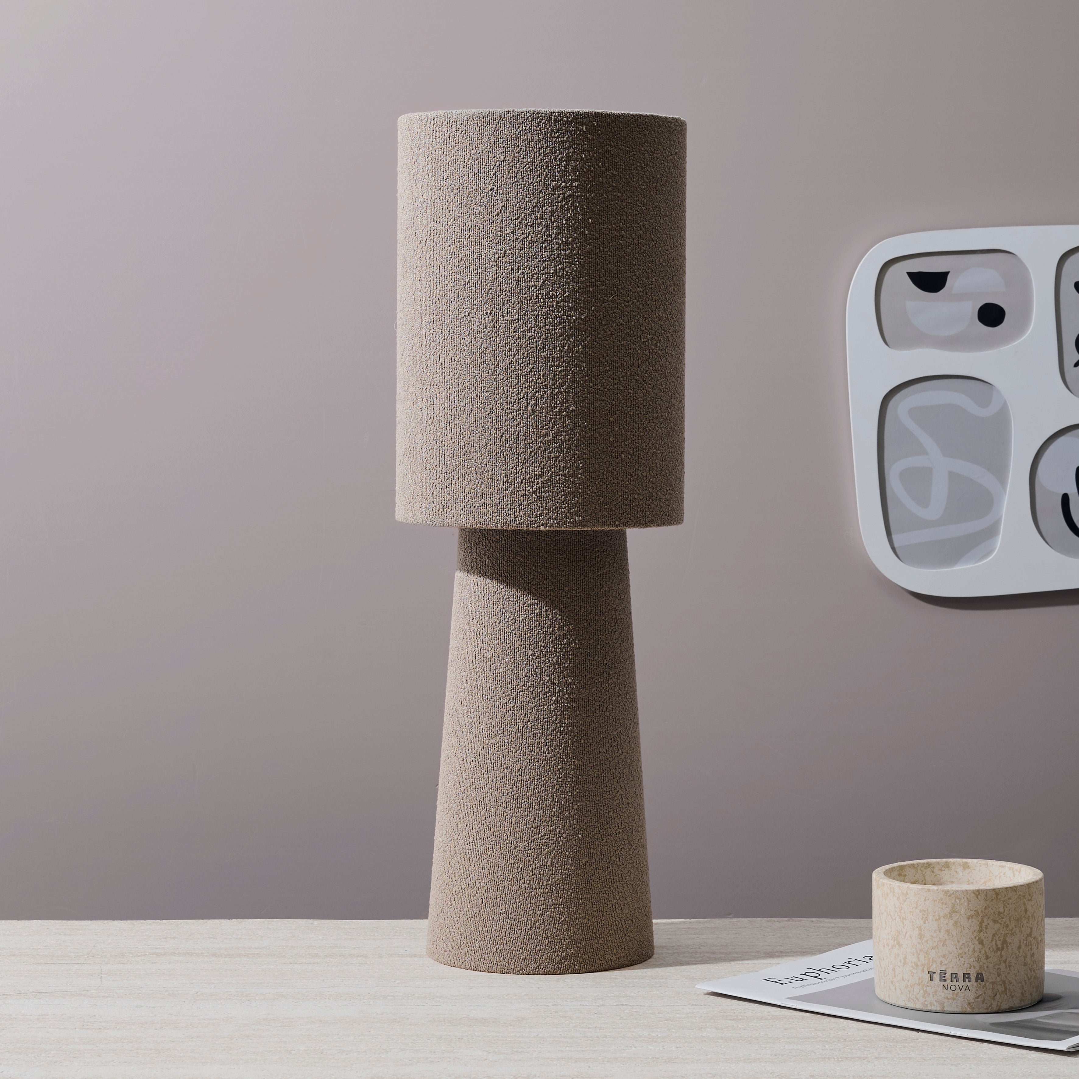 LAMPE VELOUR TAUPE 58CM