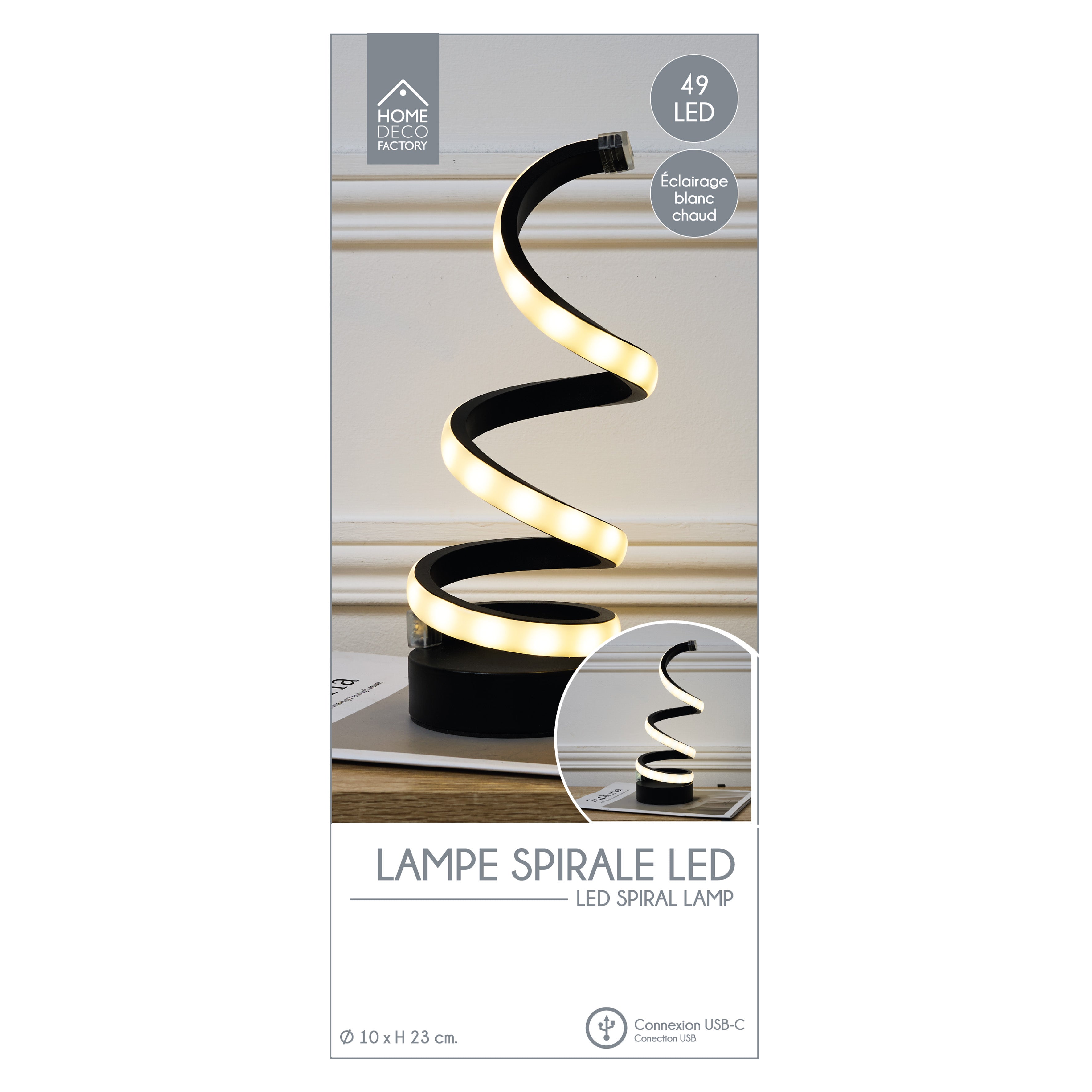 LAMPE LED SPIRALE H23CM