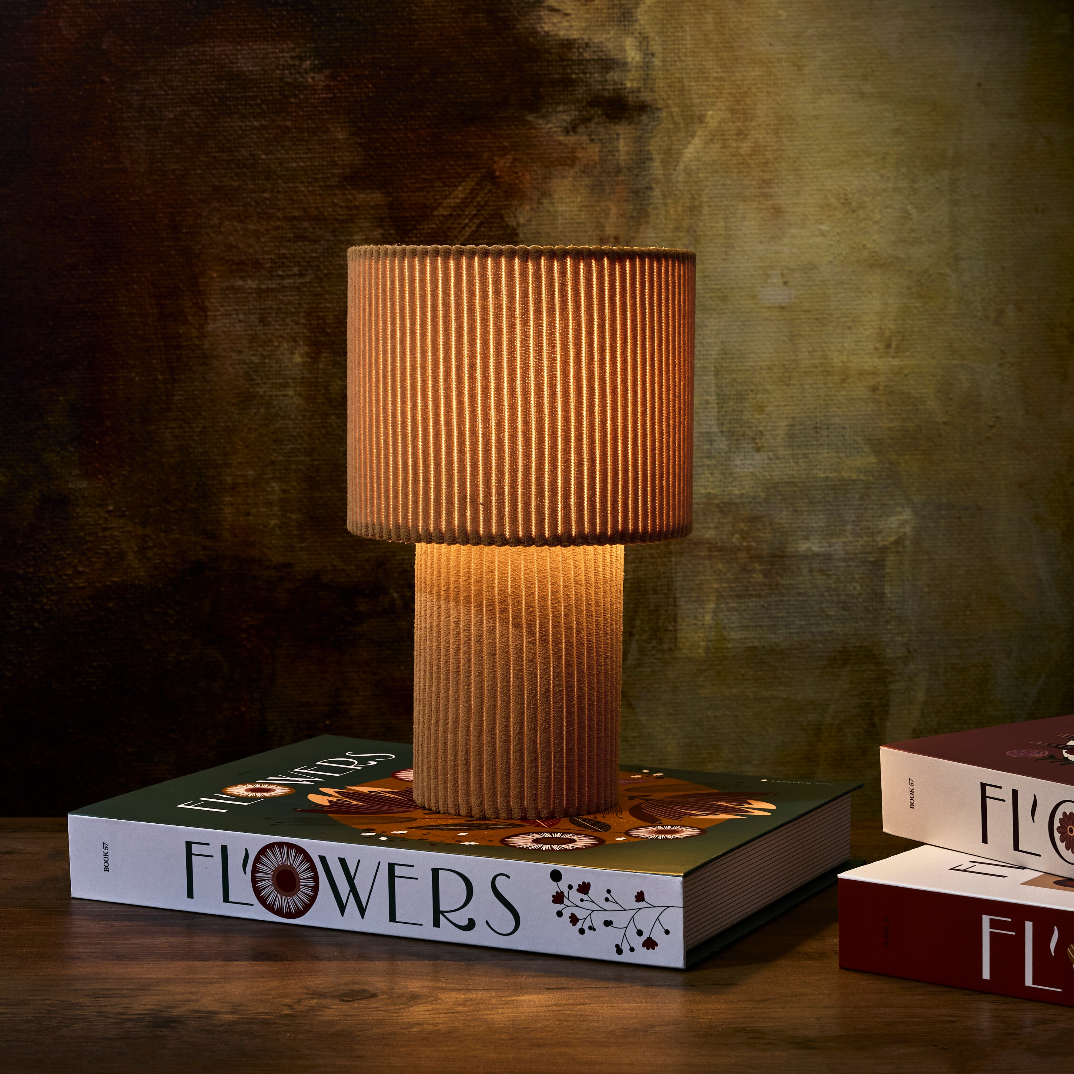 LAMPE DE TABLE VELOURS OCRE