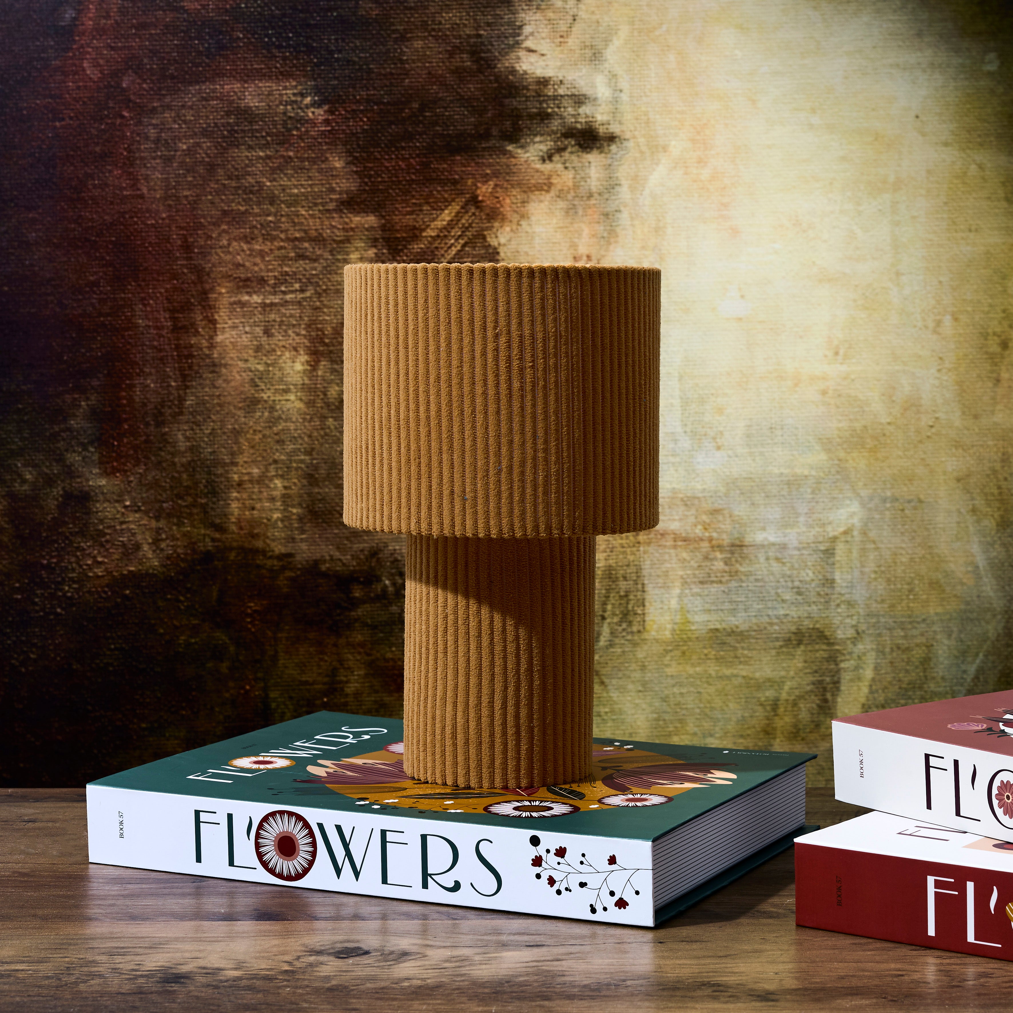 LAMPE DE TABLE VELOURS OCRE