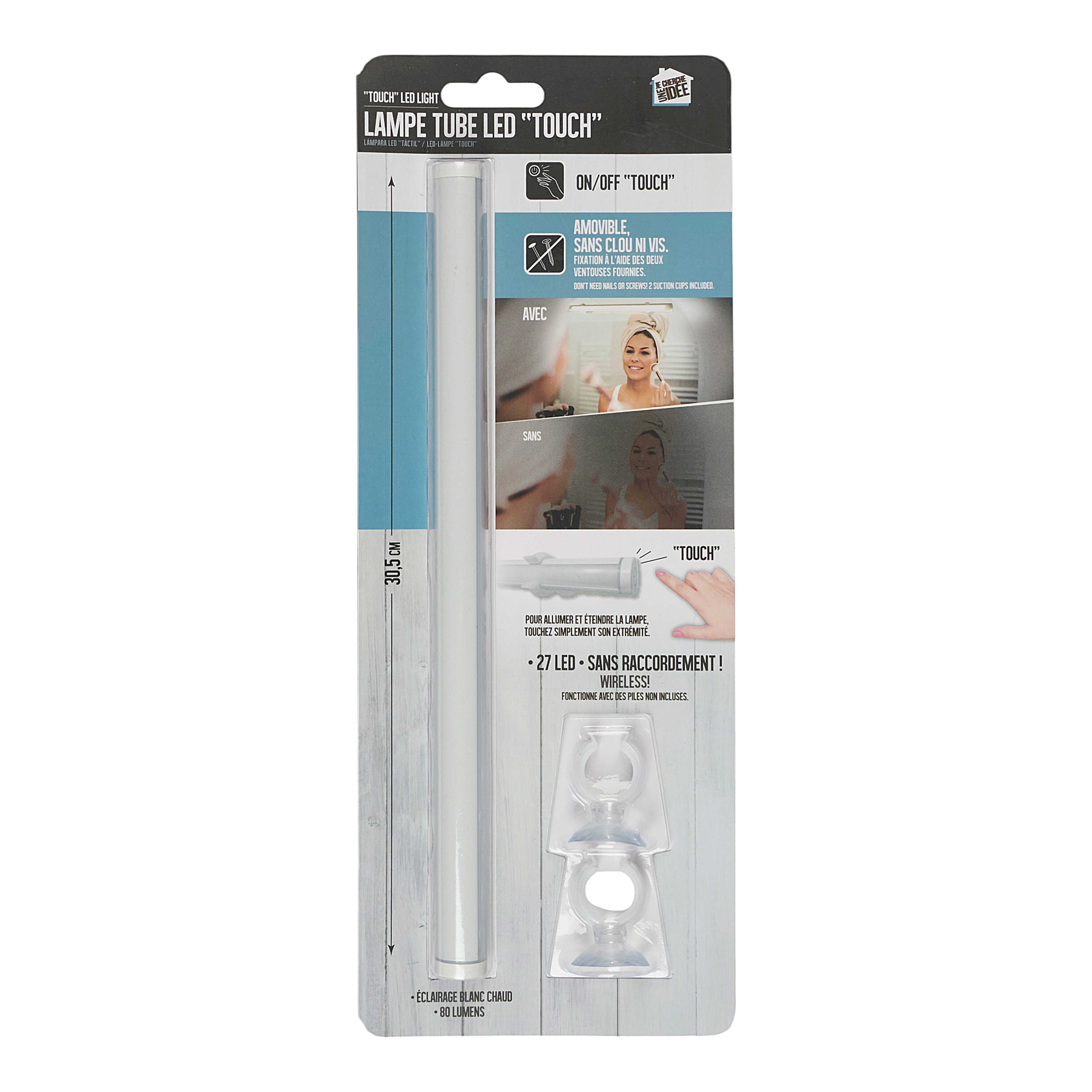 DETECTEUR LED X27 TOUCH A VENTOUSE 80 LUMENS