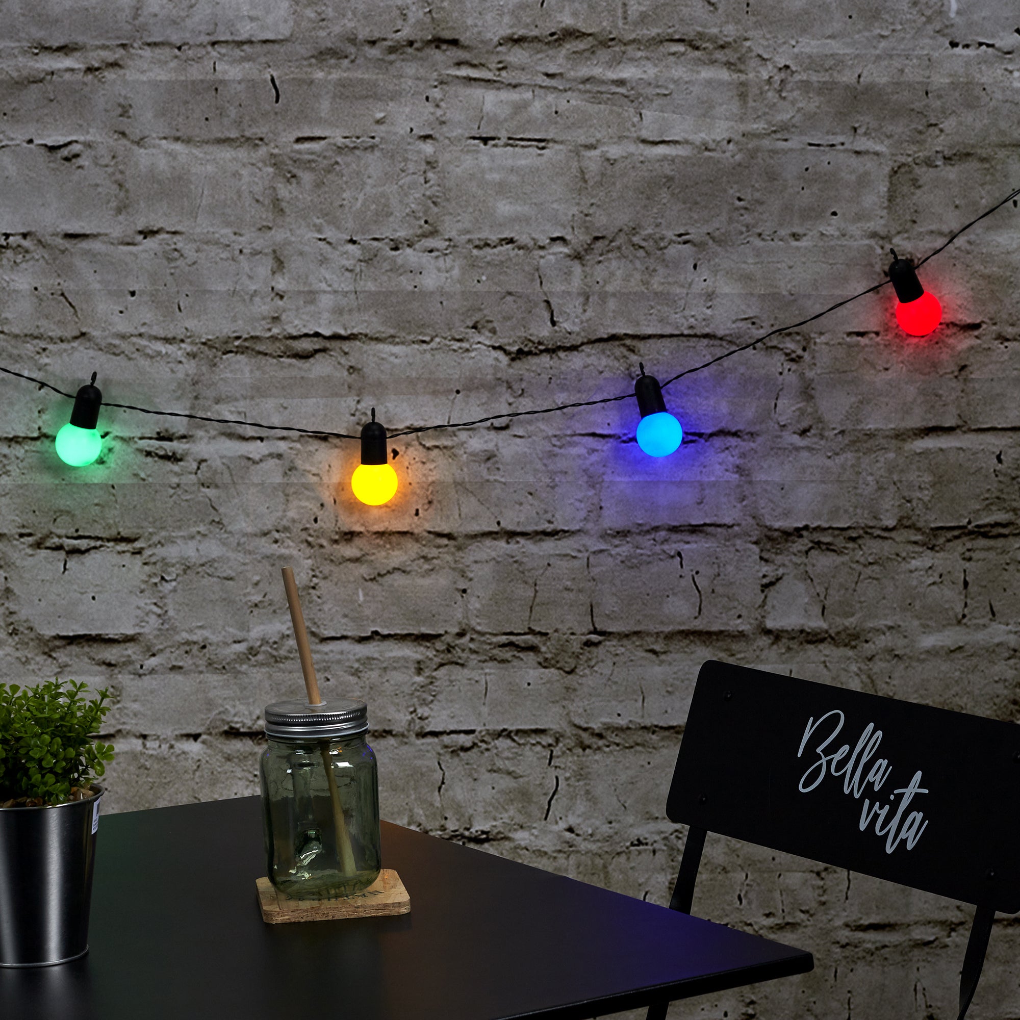 GUIRLANDE AMPOULES MULTICOLORES EXTERIEUR 10LED