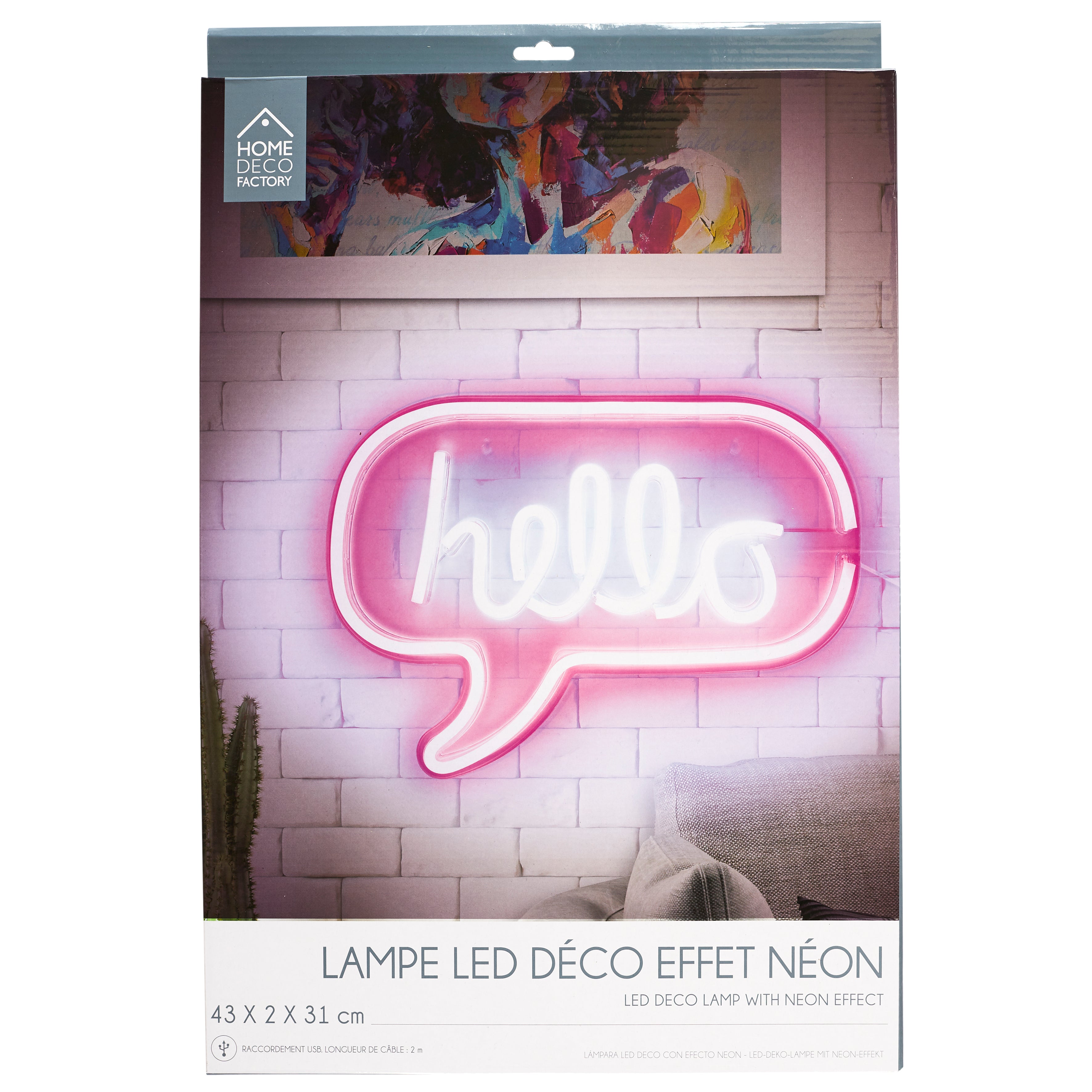 LAMPE LED EFFET NEON HELLO USB