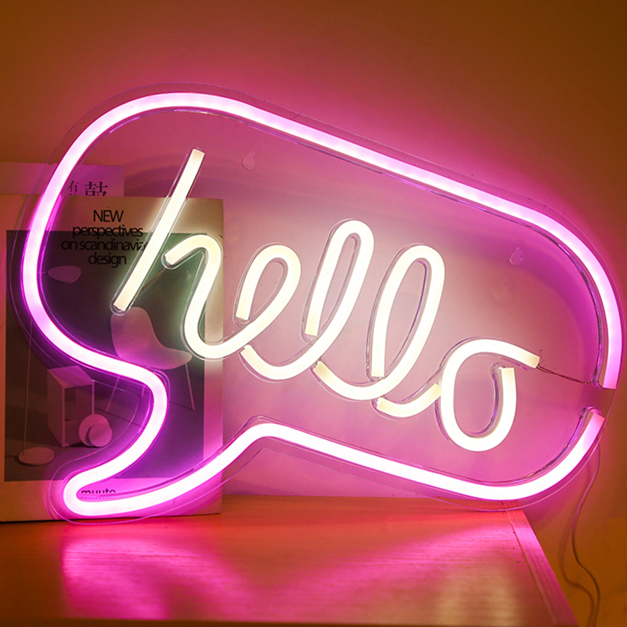 LAMPE LED EFFET NEON HELLO USB